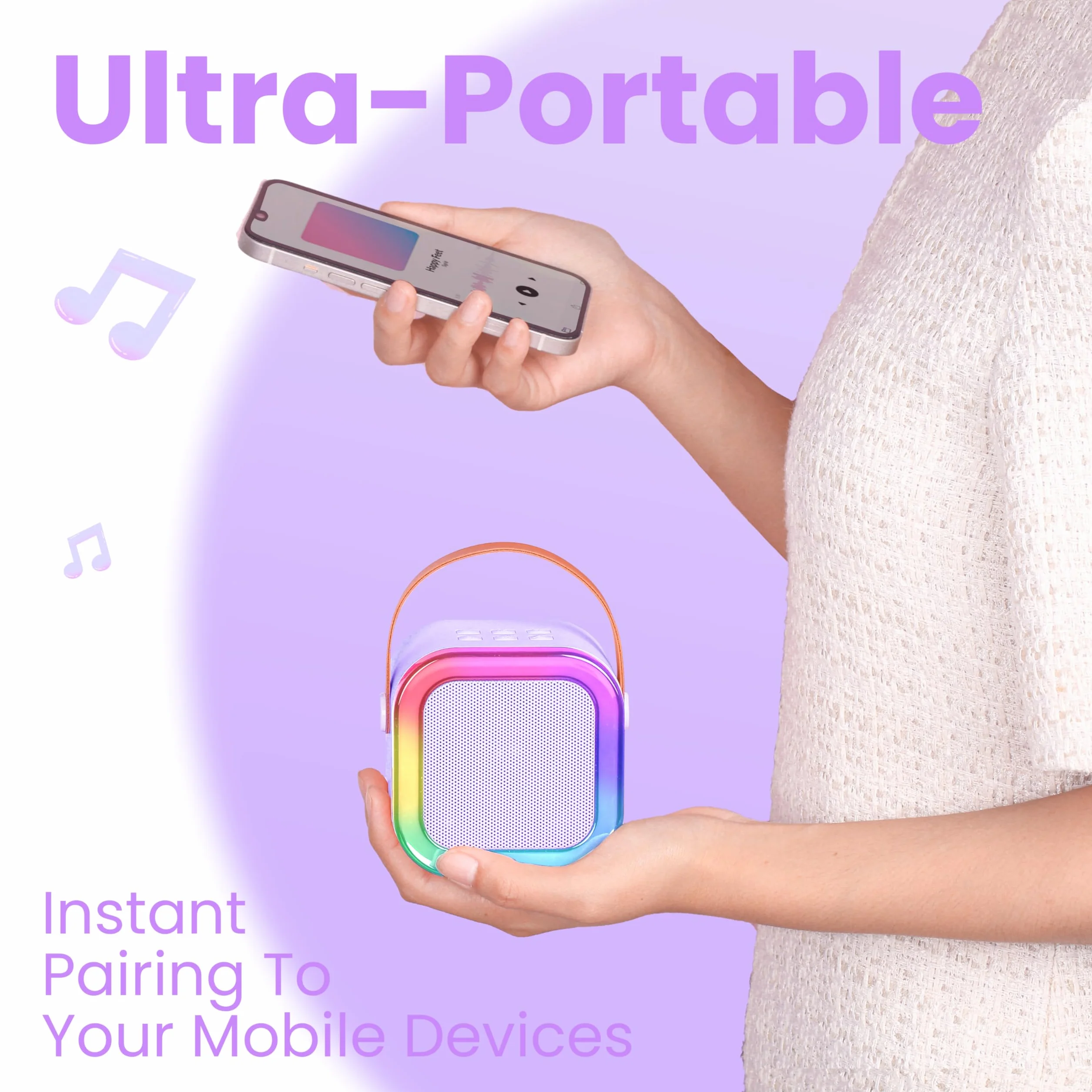 Ankuka Karaoke dla dzieci Karaoke 2 bezprzewodowe mikrofony dla 4 5 6 7 8 9 10 11 12 lat, głośnik Bluetooth dla dzieci ze światłami, dziewczynka/urodziny/impreza/rodzina (fioletowy)