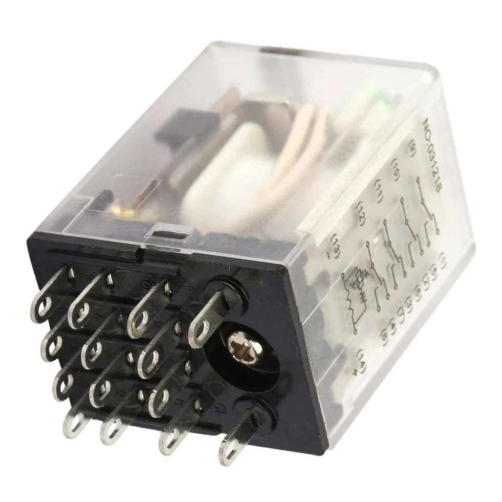 Keenso Przekaźnik pośredni 14 Pin 5A 6VDC / 12VDC / 110VDC Mini Power przekaźnik pośredni przekaźnik elektromagnetyczny BEMM4C do urządzeń automatyzujących, szafek sterowniczych (12VDC)
