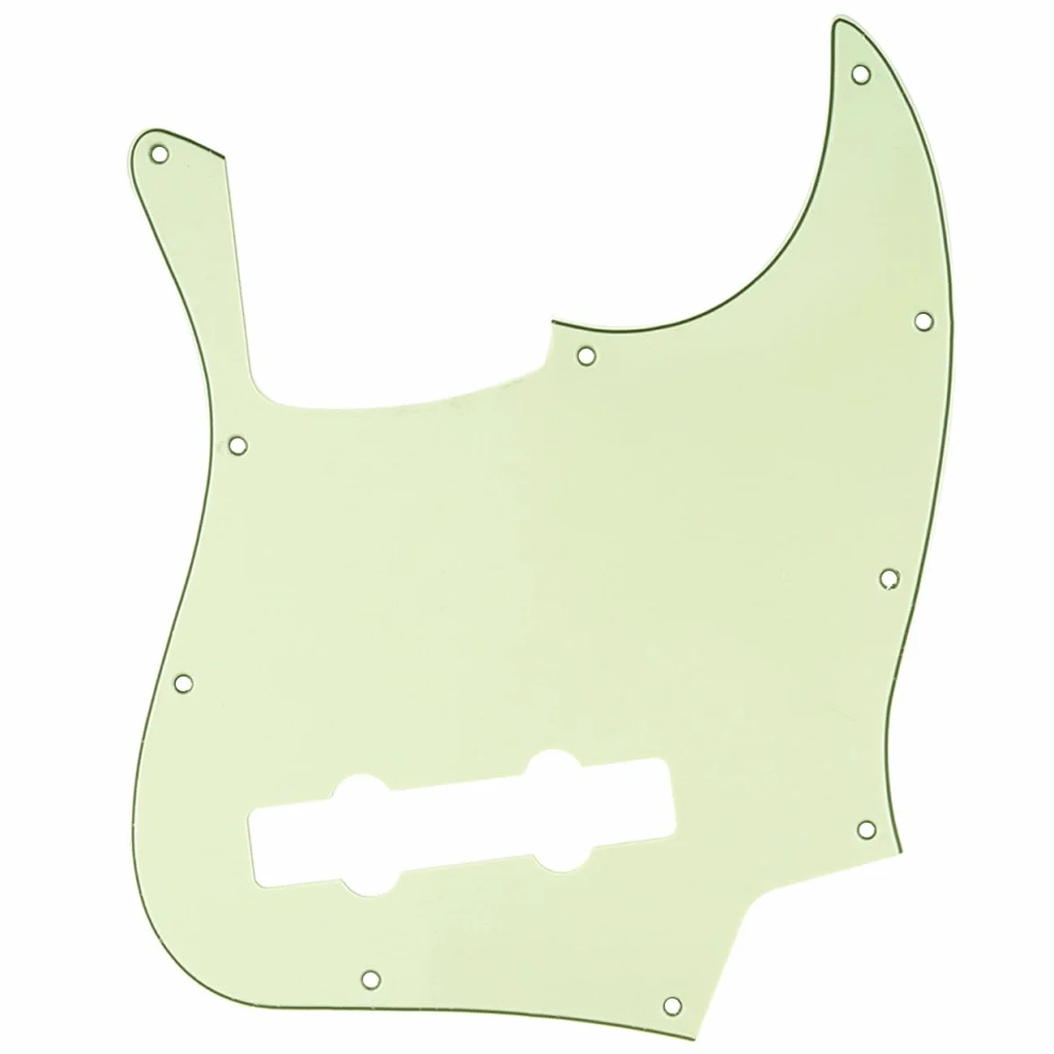 Musiclily Pro 5-strunowy 10 Otworów Współczesny Jazz Bass Pickguard Maskownica do Fender Mexican Jazz Bass, 3-warstwowy Mint Green