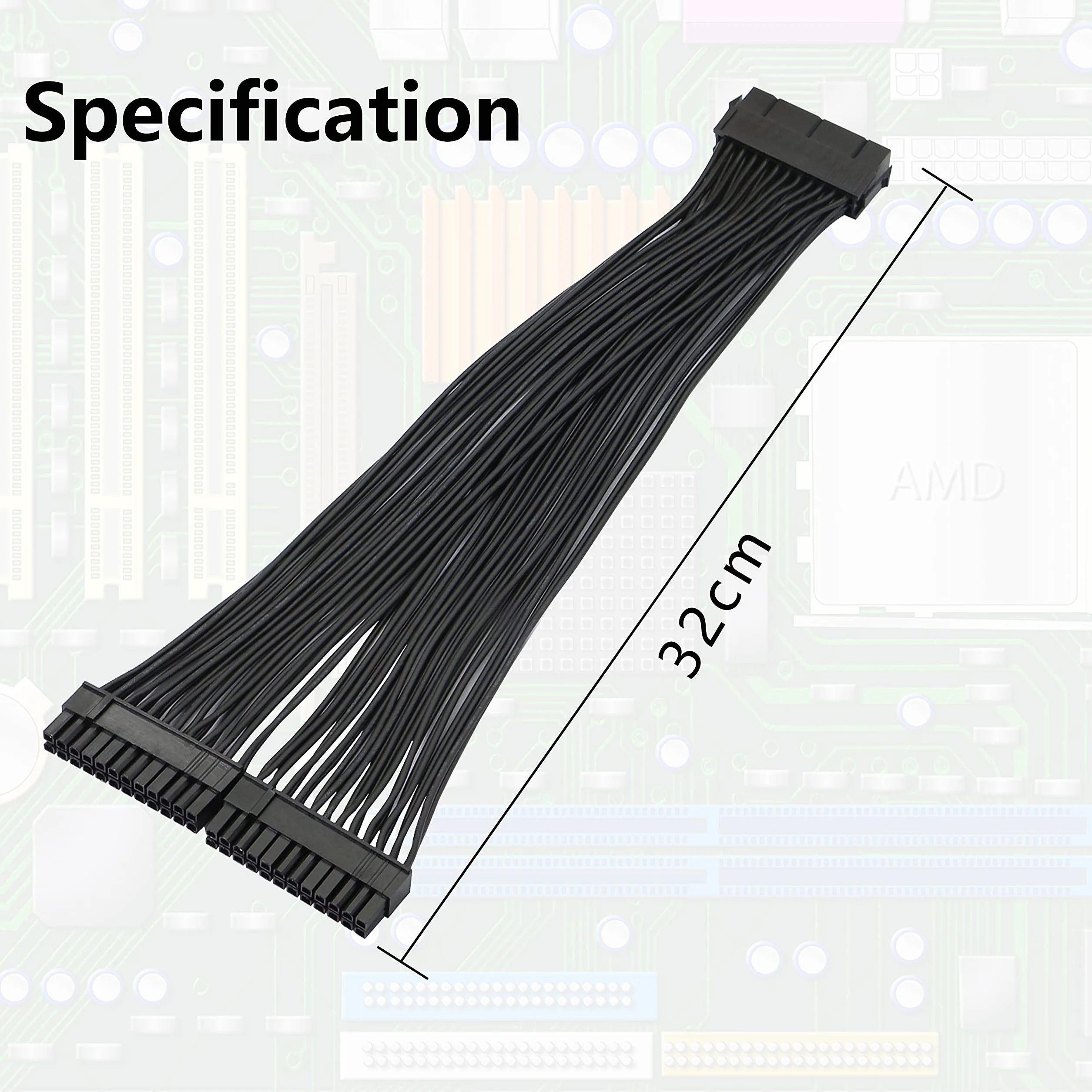 GELRHONR 24-pinowy kabel ATX Adapter płyty głównej 20+4 żeński na męski Y Splitter 1Ft