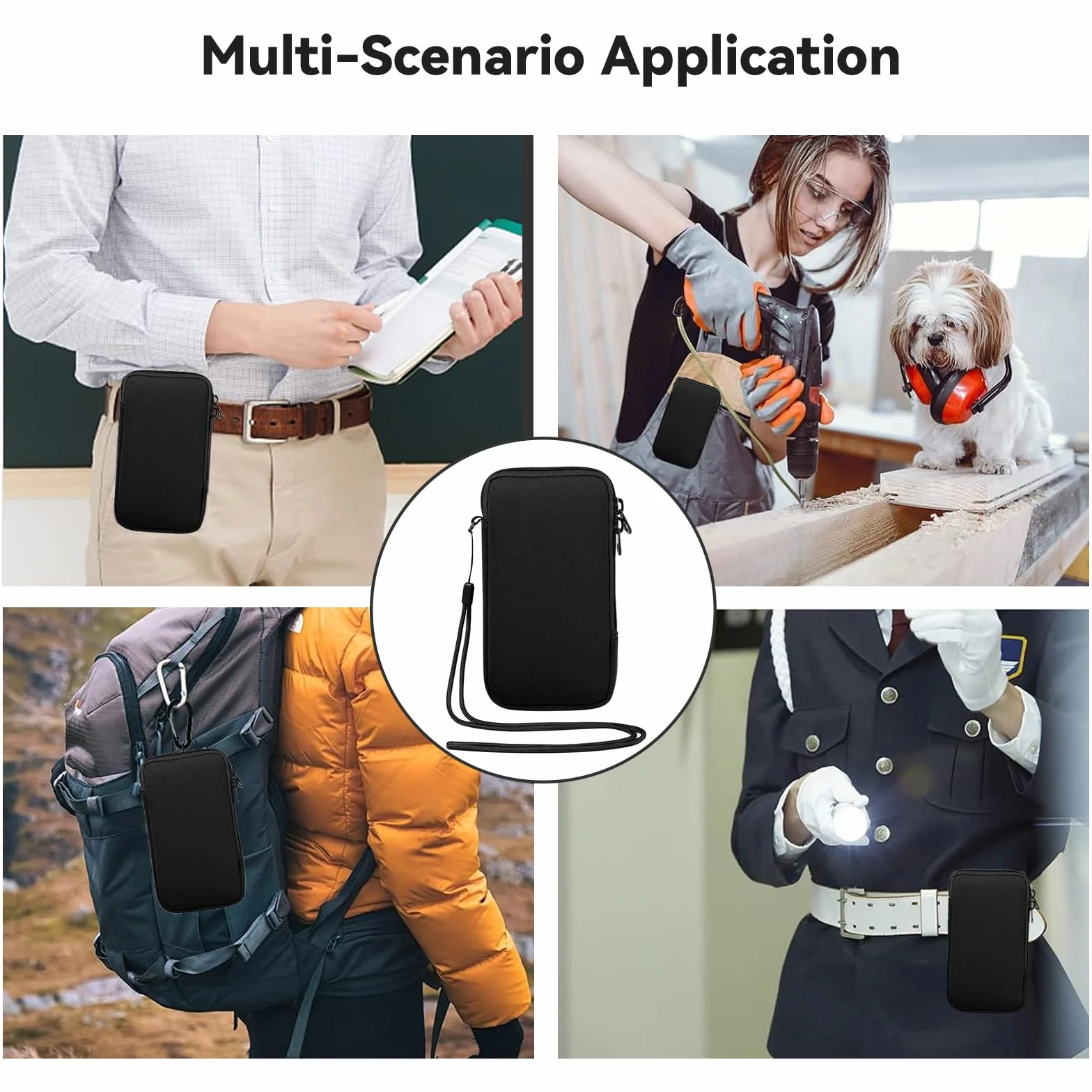 ZhouWei Etui na telefon komórkowy do smartfonów, 18,5 x 10 cm, uniwersalne etui z neoprenu, etui na telefon komórkowy ze sznurkiem i brelokiem do kluczy, do iPhone'a, Samsunga, Galaxy Google Pixel