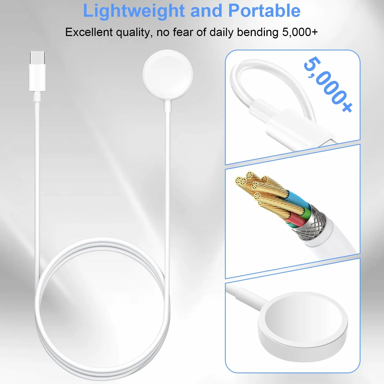 Kabel ładujący Apple Watch 2M Magnetyczna ładowarka z Szybkim ładowaniem ładowarka Apple Watch Kompatybilna z iWatch Series 11/10/9/8/7/6/5/4/3/2/SE