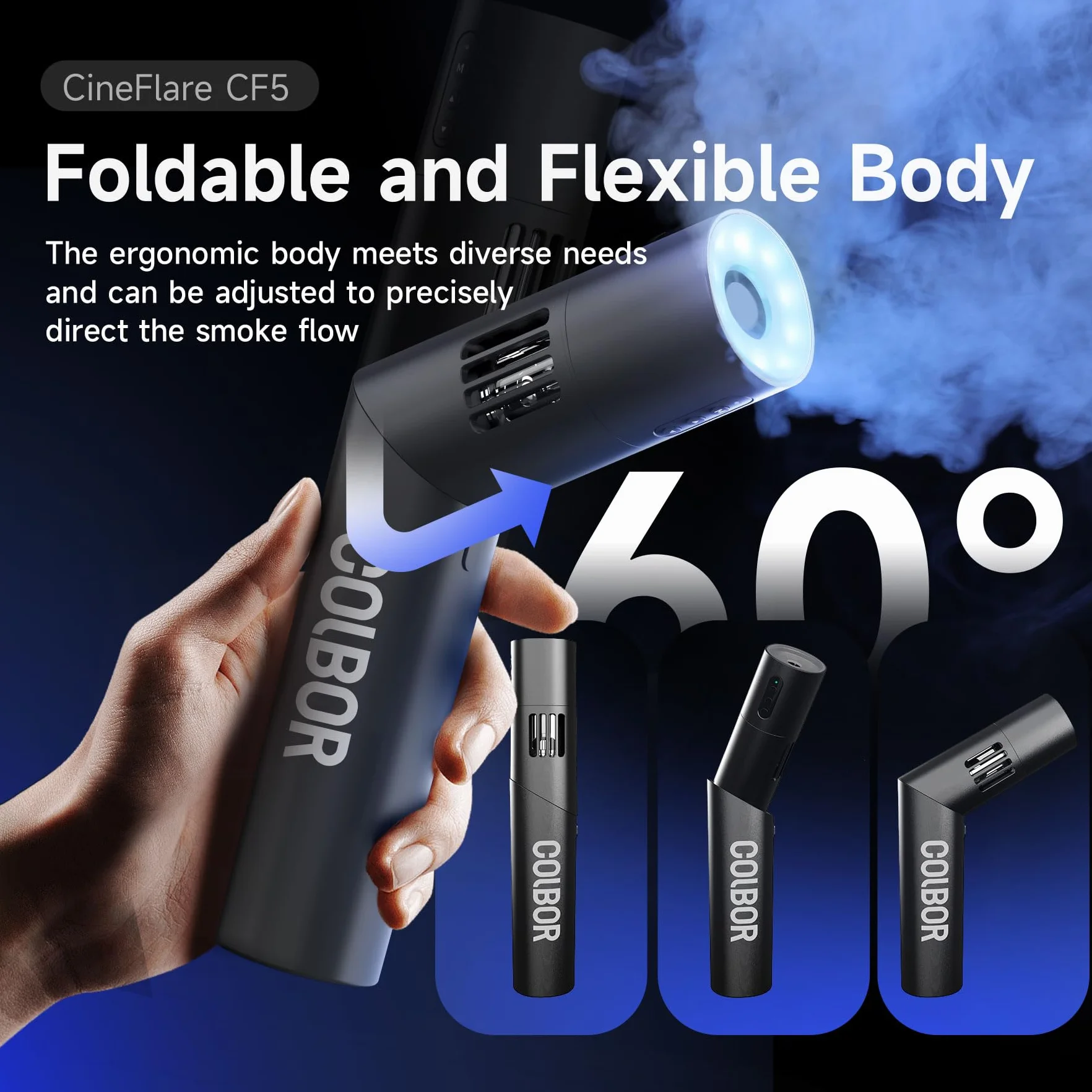 Colbor cf5 Mini 40W LED RGB maszyna do dymu przenośna maszyna do mgły z bezprzewodowym zdalnym sterowaniem, składany uchwyt. Może być używany do fotografii, ślubu, imprezy, DJ Halloween (czarny)