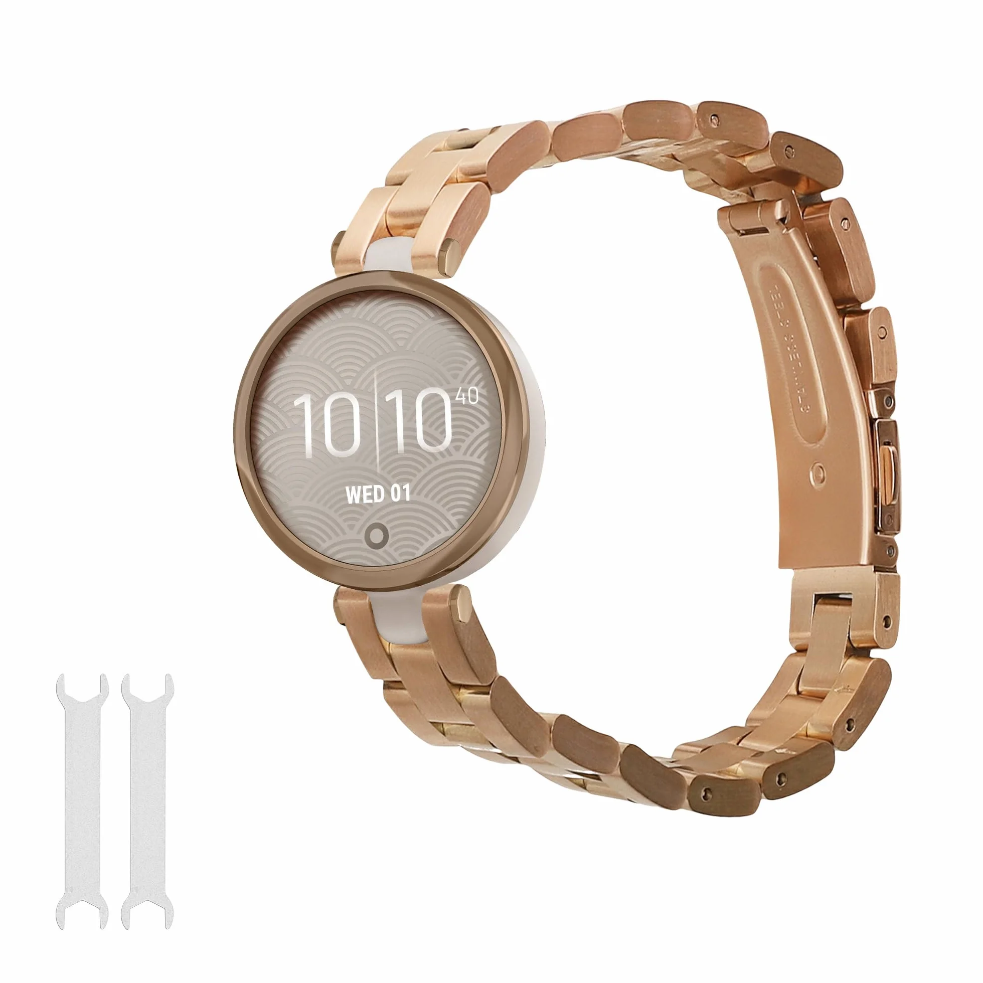 kwmobile Pasek do zegarka ze stali nierdzewnej, kompatybilny z Garmin Lily Sport, zapasowy pasek do smartwatcha, wymiary wewnętrzne 14-22 cm, różowe złoto