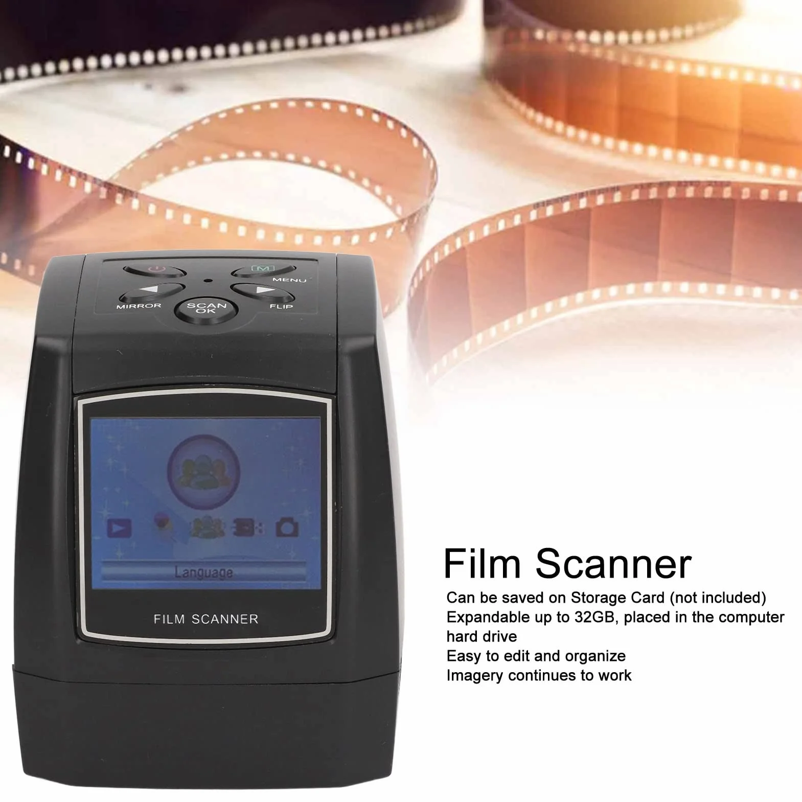 Skaner Filmów i Slajdów, Mini Cyfrowy Skaner Slajdów z Kolorowym Ekranem 2,36 Cala, Przenośna Cyfrowa Przeglądarka Obrazów USB MSDC, do Zdjęć Cyfrowych, 5.0MP/10MP 1800Dpi / 3600 Dpi