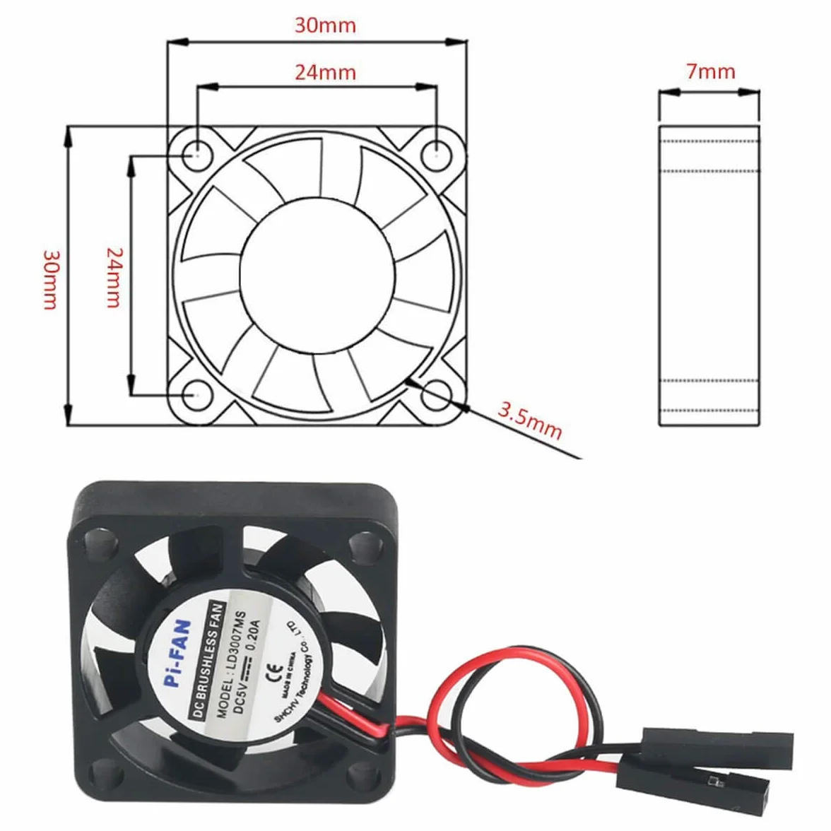 MakerHawk Raspberry Pi DC bezszczotkowy wentylator radiator 3,3 V 5 V do Raspberry Pi 2B / 3B + / 4B i Pi Zero/Zero W lub innego projektu robota