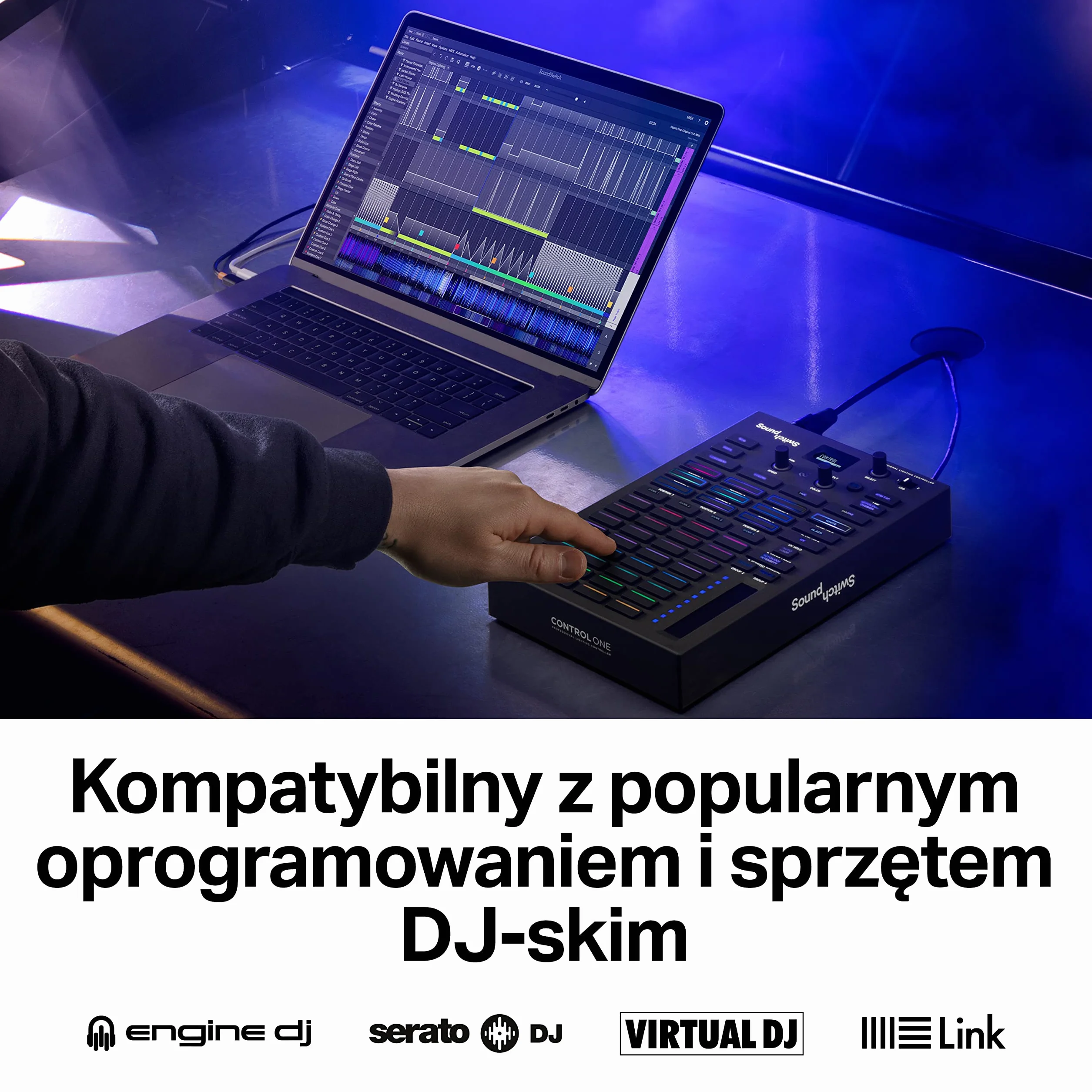 SoundSwitch Control One - Profesjonalny Sterownik DMX Oświetleniadla DJ-ów z 3-Miesięcznym Dostępem do SoundSwitch Oraz Obsługą DMX i Phillips Hue