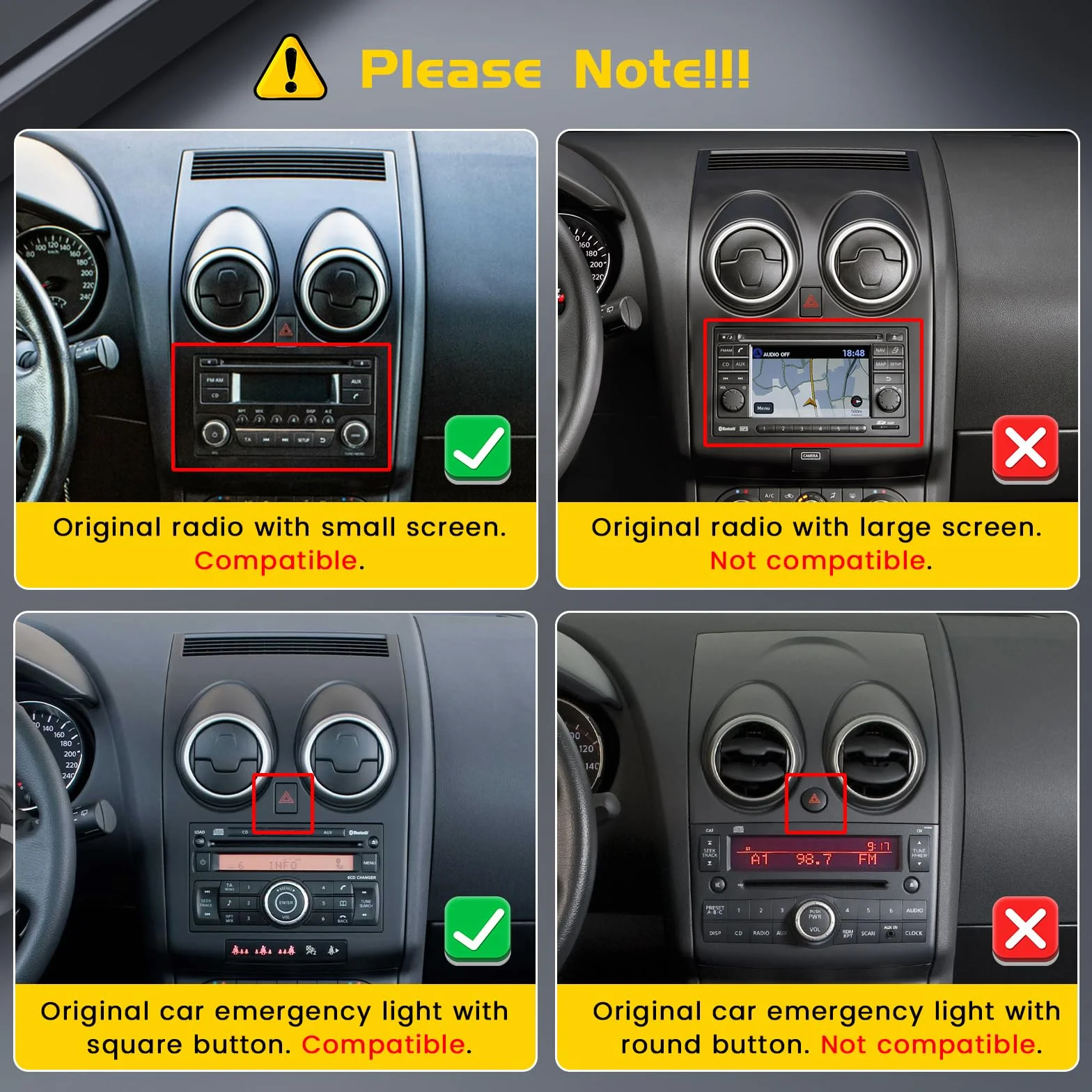 Inefala 4G+64G Android 15 Car Stereo do Nissana Qashqai 2006-2016 z bezprzewodową funkcją CarPlay Android Auto, 9-calowym ekranem dotykowym, Bluetooth Car Stereo z GPS WiFi DSP RDS MIC Tylna kamera