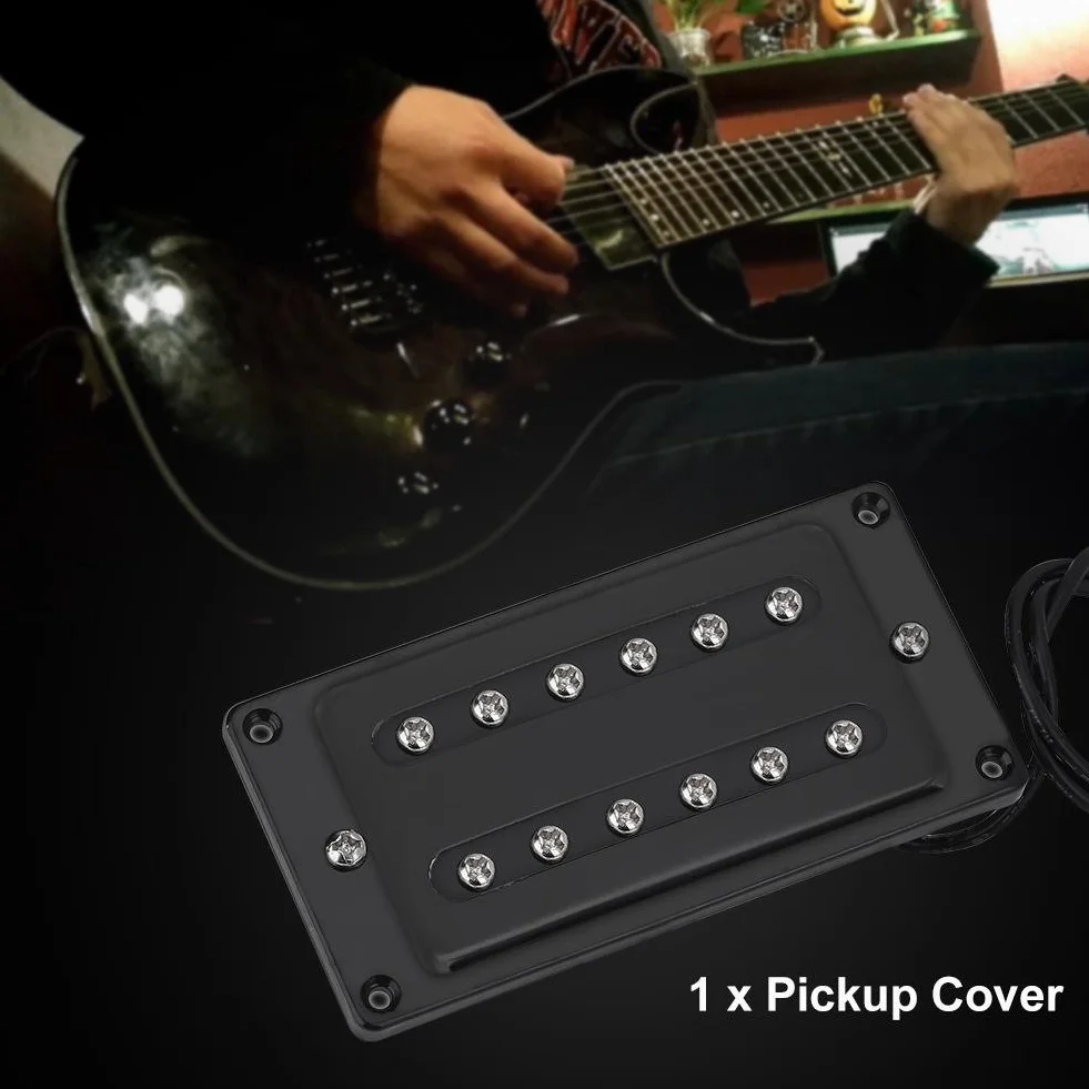 Dilwe Osłona na przetwornik gitarowy, metalowe etui z dwoma gniazdami mosiężne Humbucker do gitar elektrycznych (czarna) akcesoria do gitary elektrycznej