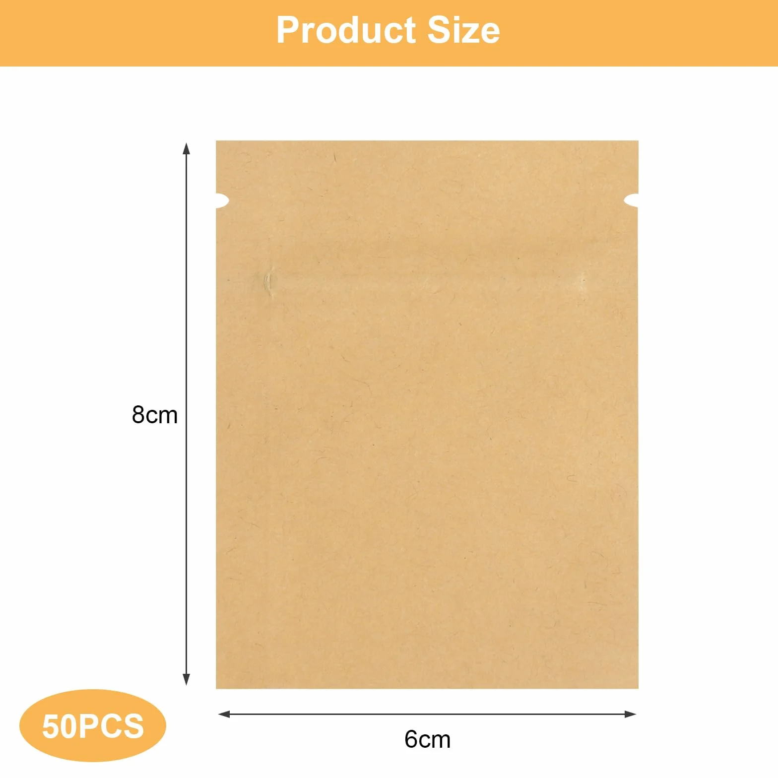 50 torebek z papieru typu kraft, torebki do pakowania Baggys, małe torebki z zamknięciem na zatrzask, hermetyczne woreczki do przechowywania żywności (6 x 8 cm)
