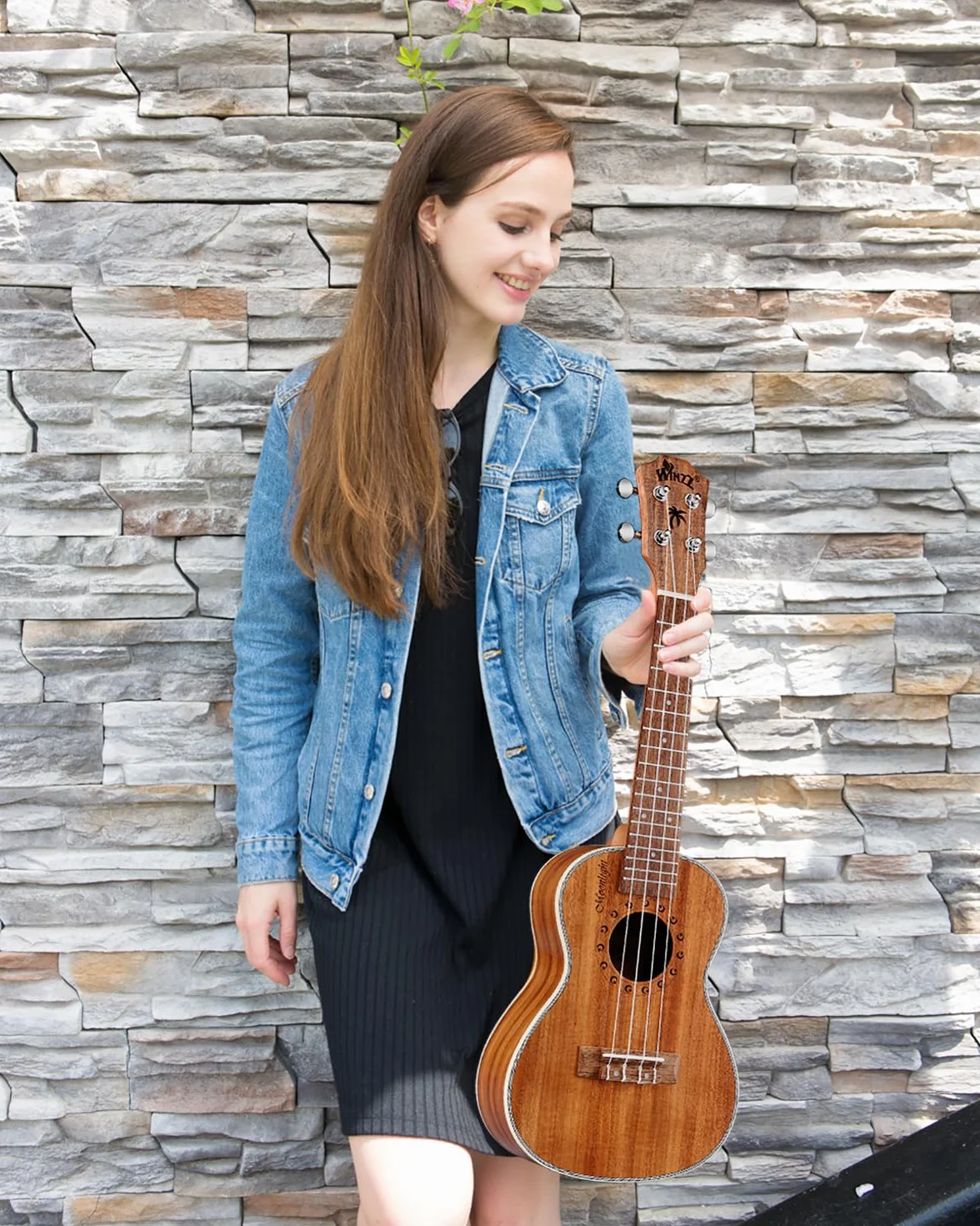 Winzz Ukulele Koncert 23-calowy KOA Zestaw dla początkujących i profesjonalistów Naturalny matowy