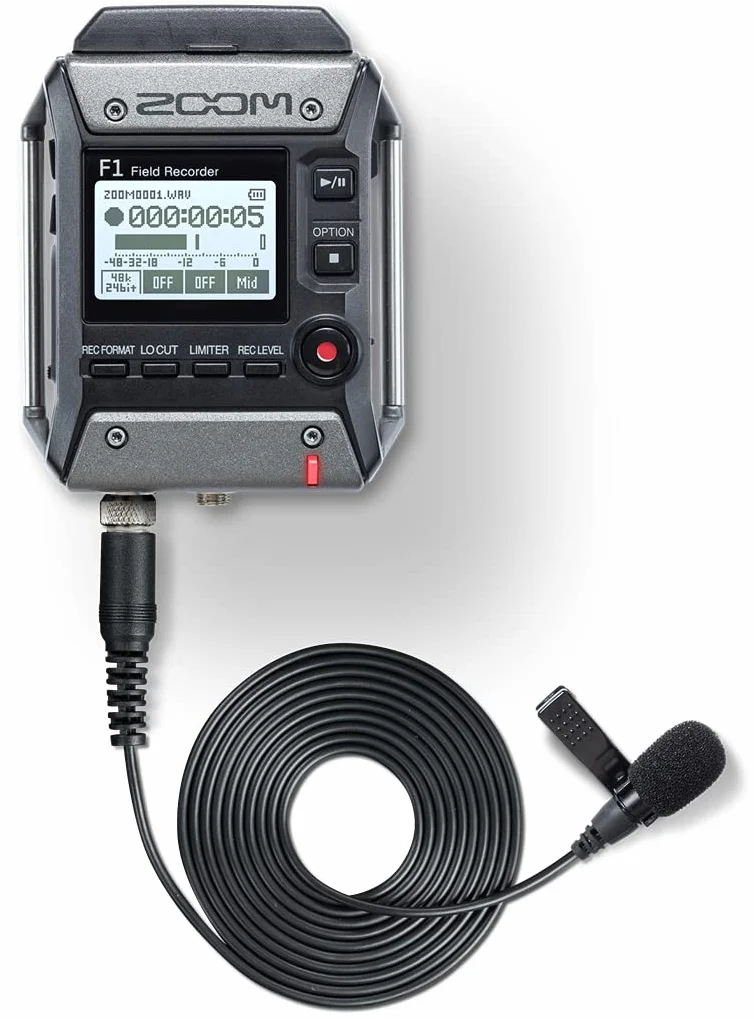ZOOM F1-LP Field Recorder z mikrofonem typu lavalier – profesjonalny rejestrator audio do filmów, podcastów i wywiadów – wersja UE – czarny