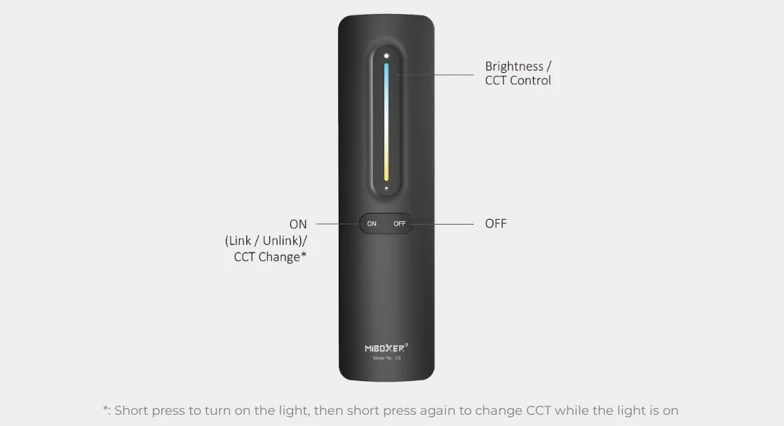 LIGHTEU®, Miboxer 2,4 GHz RF Color Temperature Dim Brightness Remote do kontrolera CCT LED Miboxer i lamp, C3