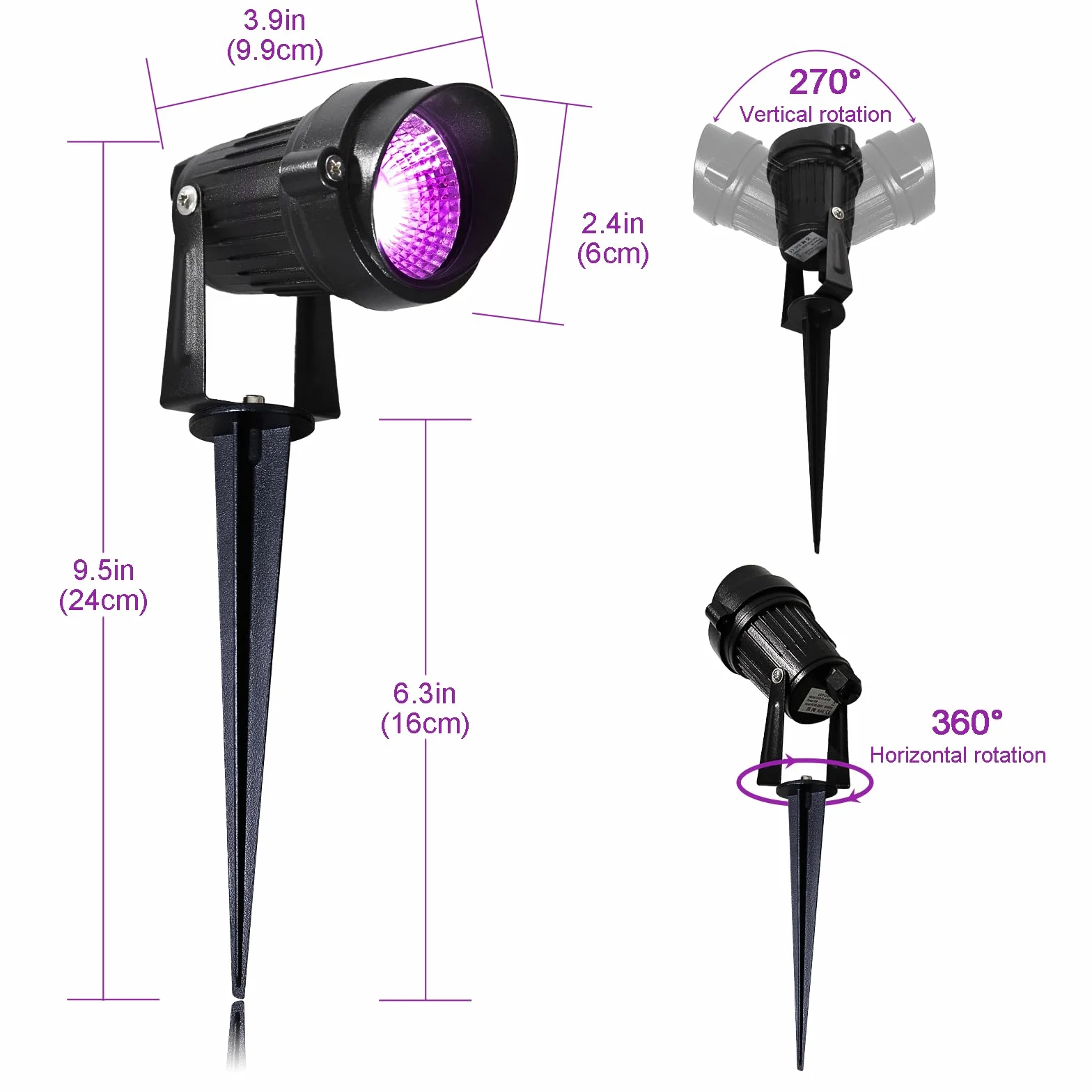 Outdoor UV LED Flood Light, 2 szt. 6W Czarne światło, IP66 wodoodporny, 385-400nm, Reflektor UV LED na Halloween DJ Disco Fluorescencyjne plakaty Neon Bar Party