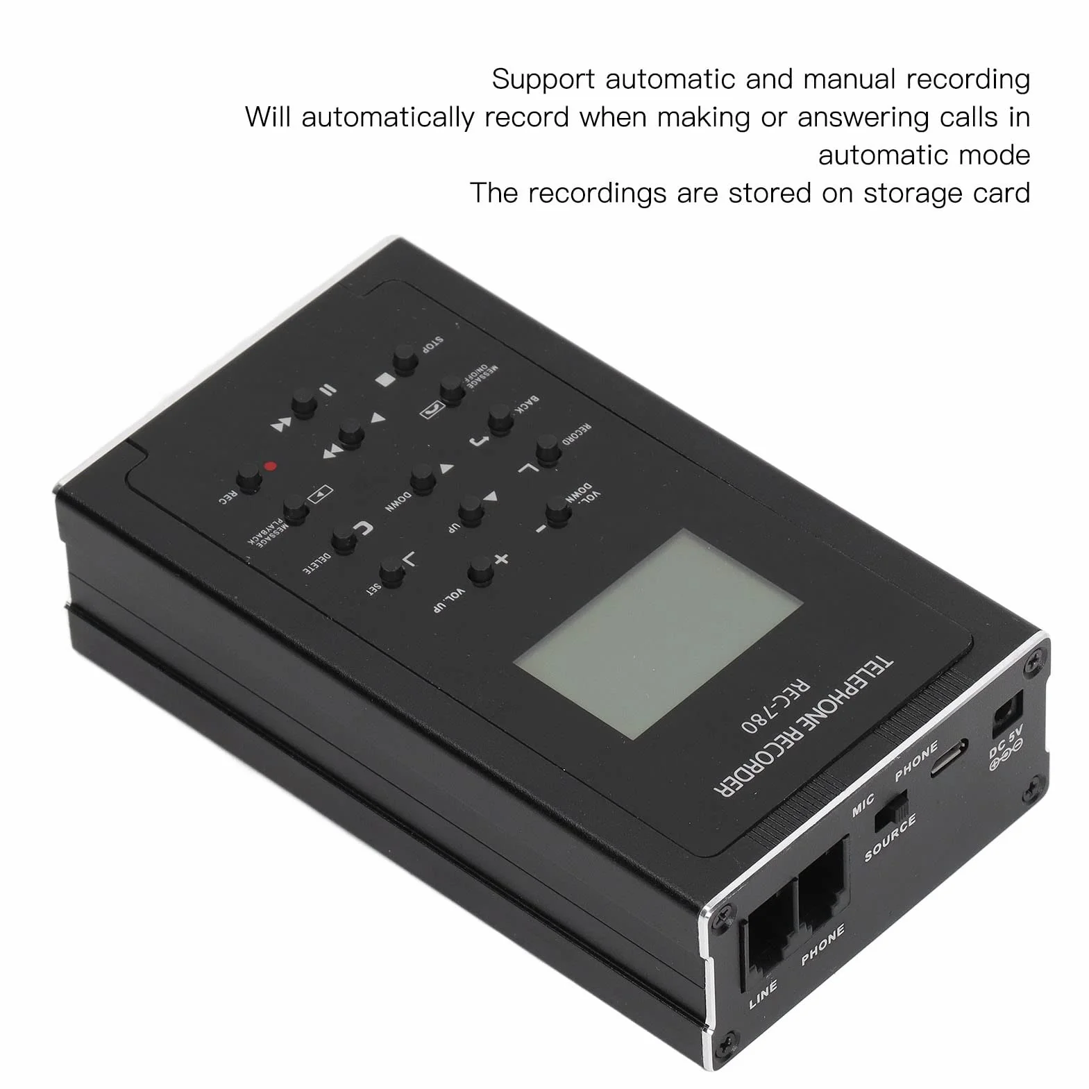 Telefon stacjonarny Rejestrator rozmów Automatyczne ręczne urządzenie do nagrywania telefonu Pamięć 32 GB Rejestrator telefonu Wielofunkcyjna obsługa Analogowy telefon cyfrowy VoIP 100‑240 V