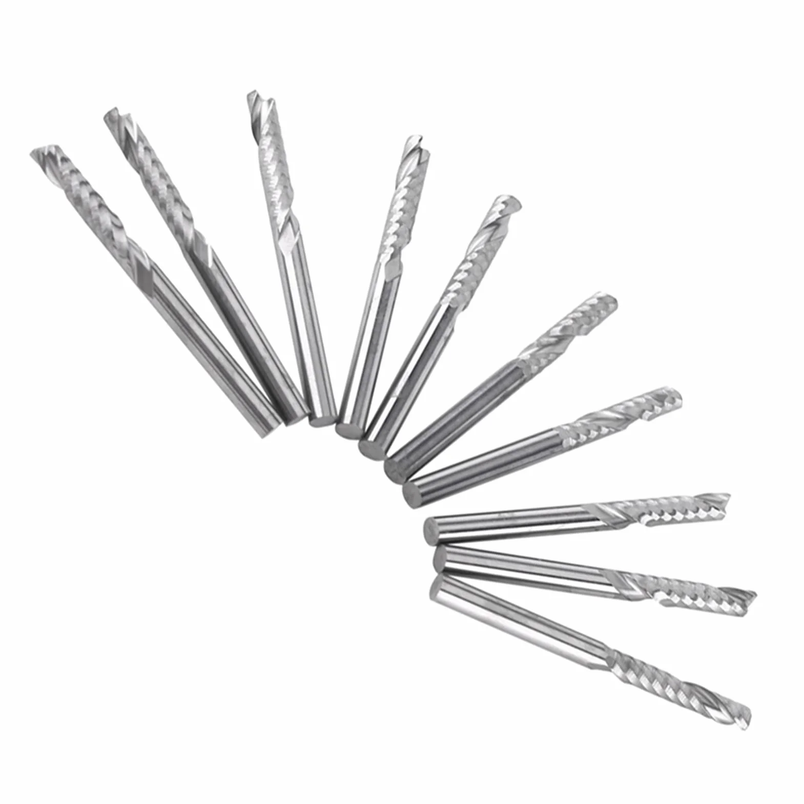 Wiertła do frezów, 10 szt. proste wiertła z chwytem frezy zestaw narzędzi CNC 3,175 mm średnica 22 mm długość do drewna stal aluminiowa