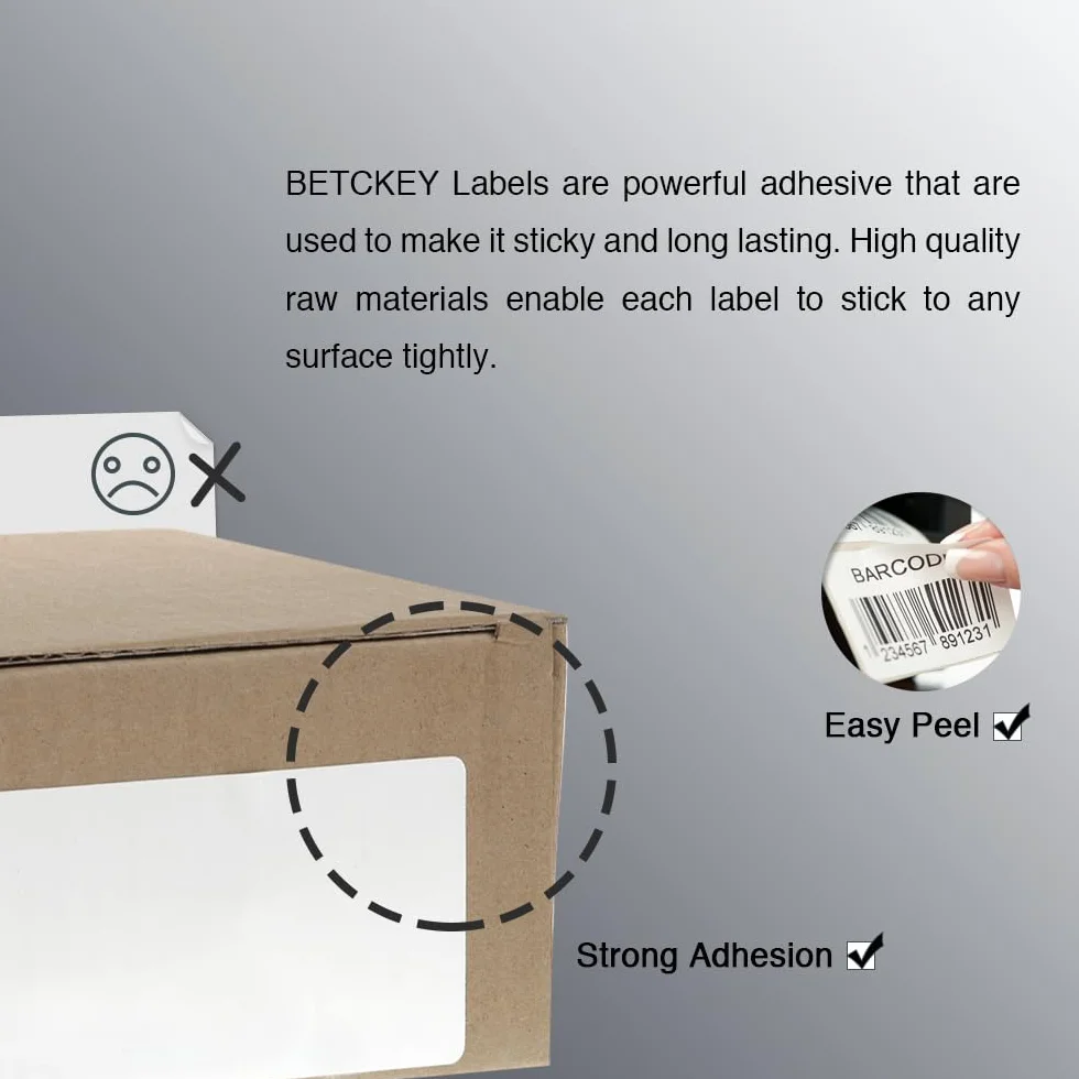BETCKEY - 1 Rolek Etykiety Termiczne, 50 x 38mm(2 x 1.5"), 1000 Etykiety Samoprzylepne Kompatybilny z Drukarką Etykiet Zebra, Klej Premium & Perforowane