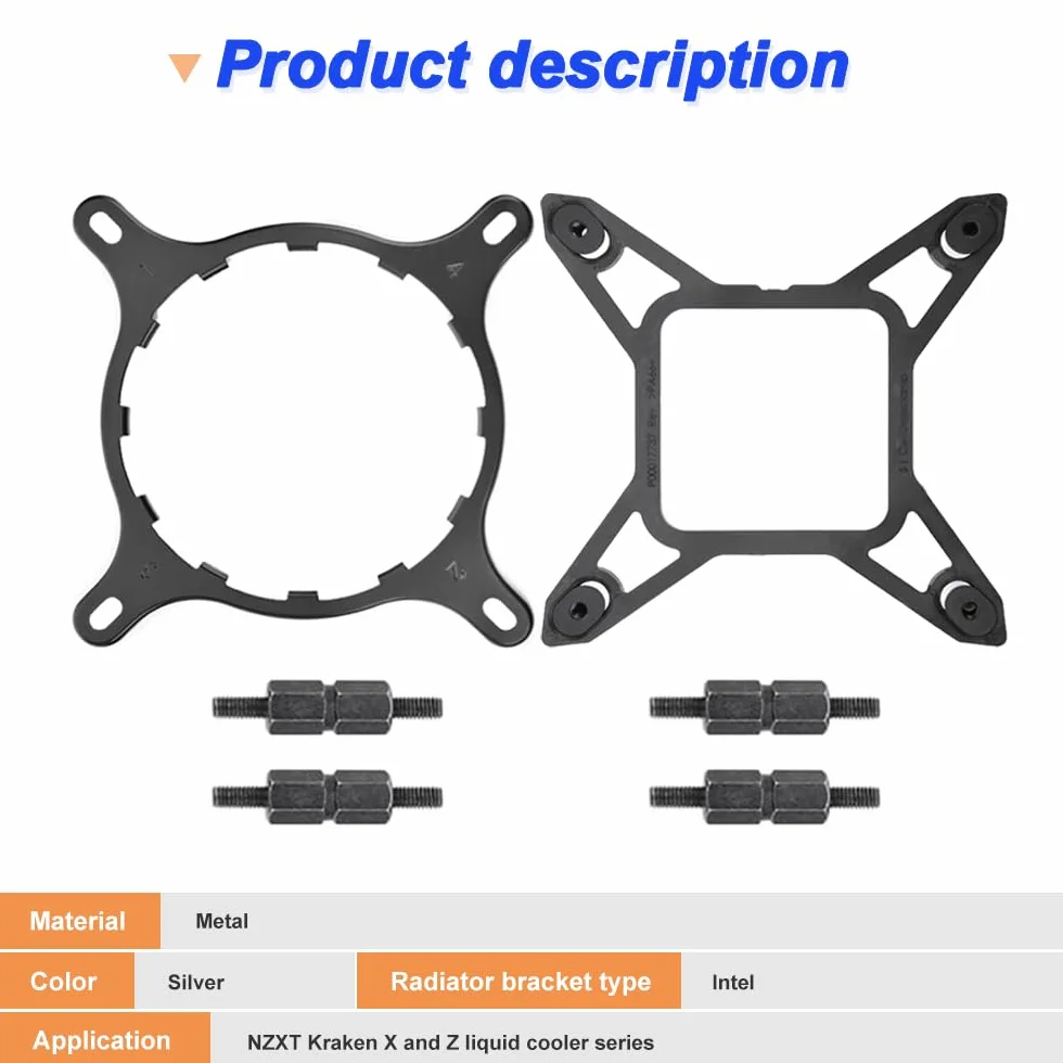 LGA 1700 Bracket Kit Upgrade do NZXT Kraken Z73 Z X AIO Coolers, Floe and Water 3.0 AIO Series Cooler, CL-O032-PL00BL-A