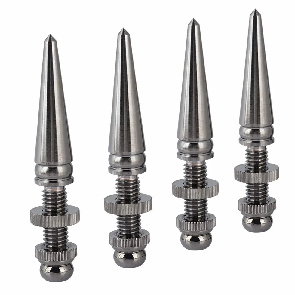 Speaker Spike Pad Kit, 4-Satz Spike Isolation Spikes Standfuß für reine HiFi-Klangqualität, Messingverchromung Stoßfeste Halterung Cone Base Pads für Lautsprecherverstärker, Schraubbefestigung