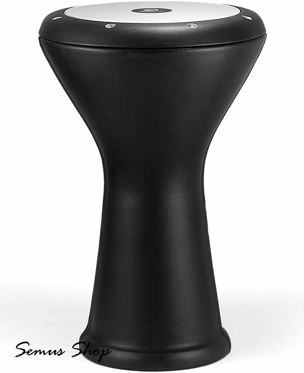 VD Vatan 3002 Ägyptische Darbuka, mit Beschichtung aus Kunstleder, groß, Durchmesser 22 cm, schwarz, 44,5 cm.