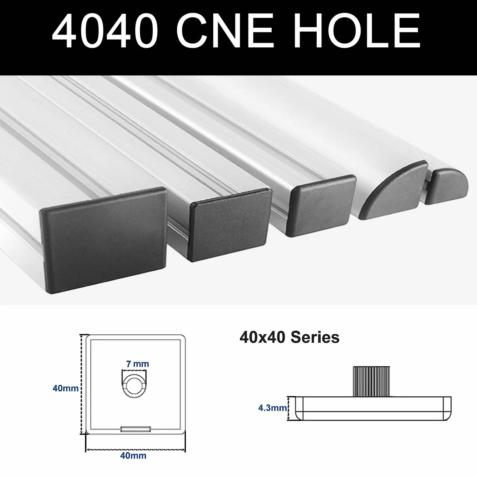 40 sztuk zaślepek z tworzywa sztucznego, czarne, 4040, zaślepki do profilu aluminiowego, 4040, do profili konstrukcyjnych aluminiowych, zaślepek profilowych, zaślepek profilowych