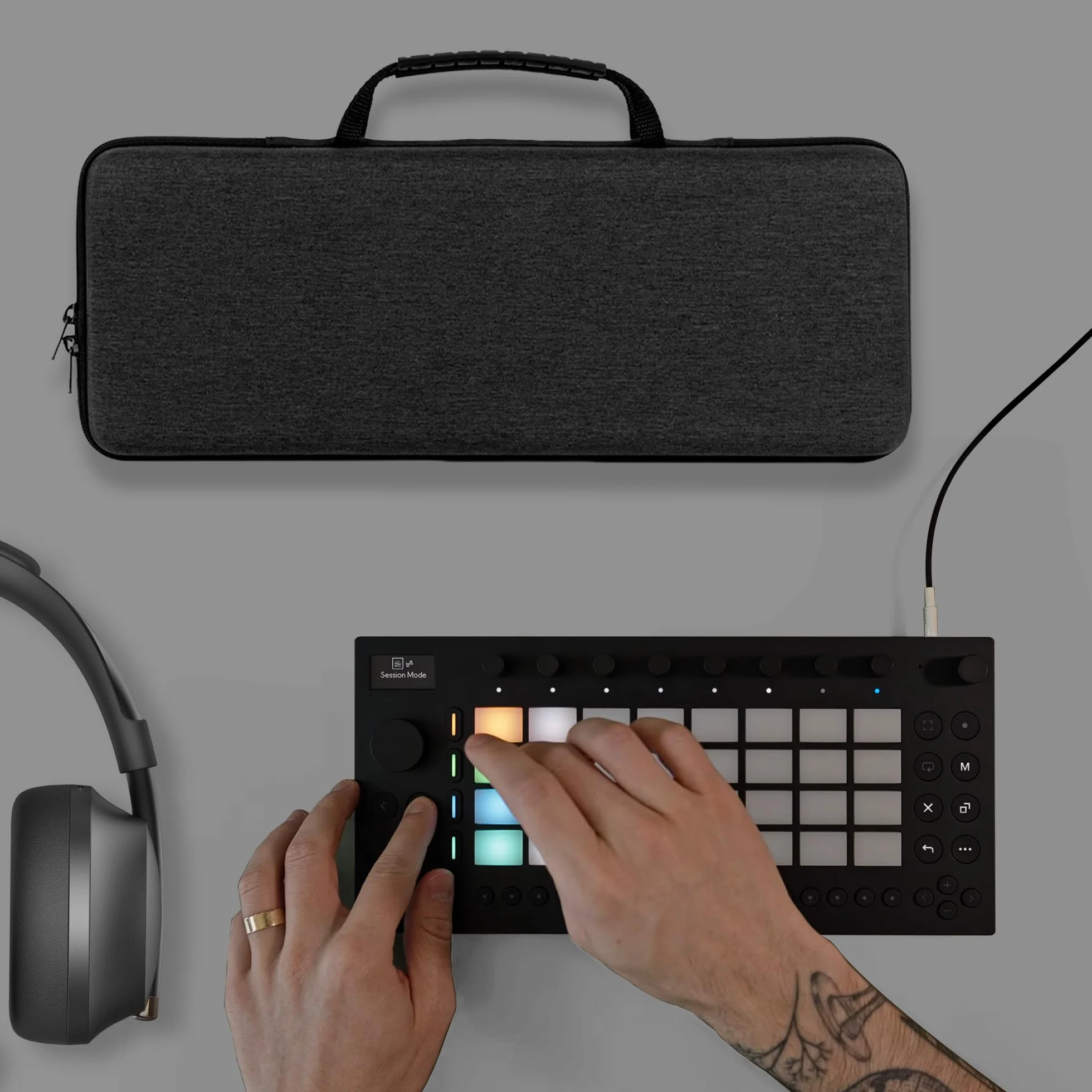 Geekria twarda walizka podróżna kompatybilna z Ableton Move, torba do przenoszenia audiosamplera (ciemnoszara)