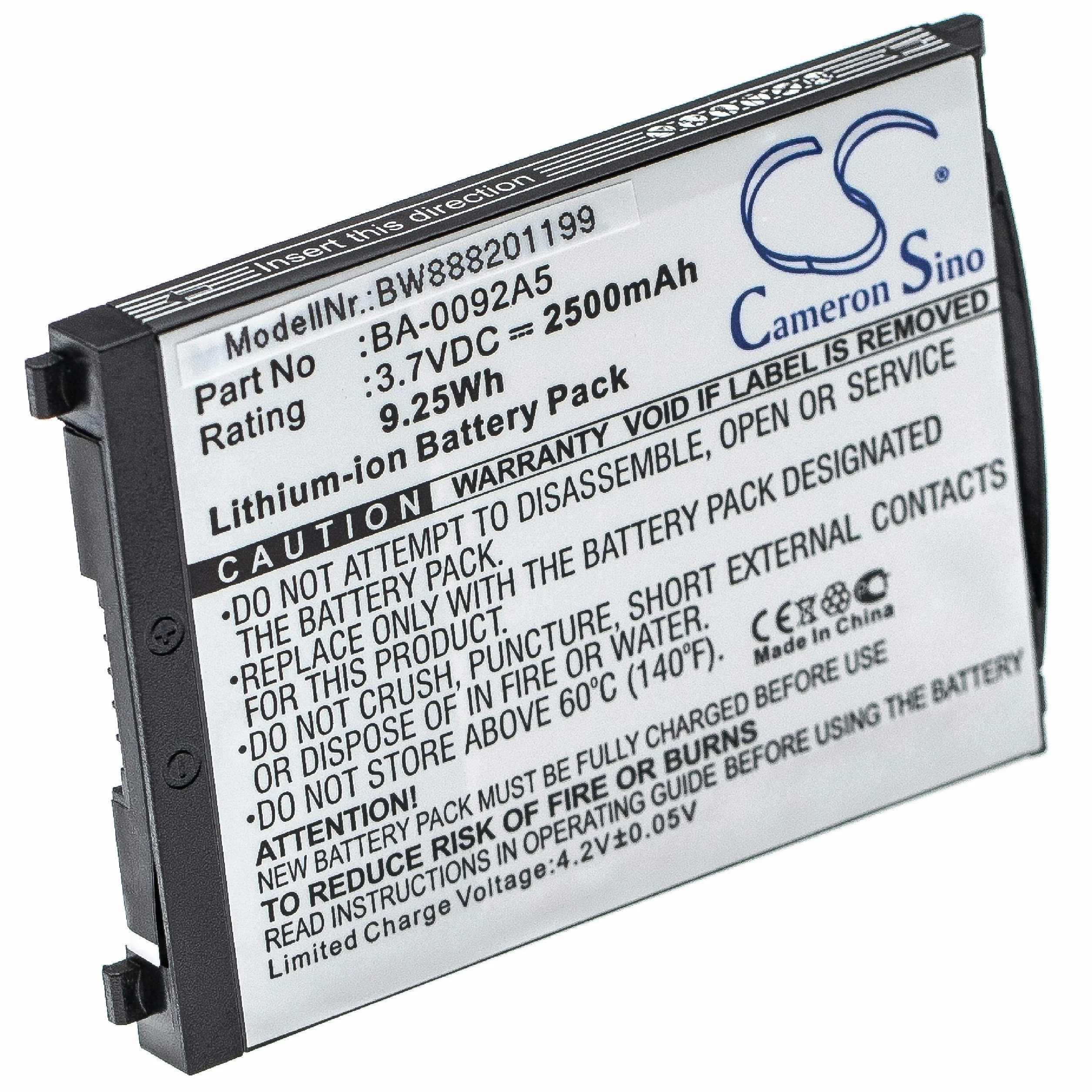 vhbw Akumulator zastępczy do CipherLab BA-0092A5, KBRS300X01503 do skanera kodów kreskowych POS (2500 mAh, 3,7 V, litowo-jonowy)