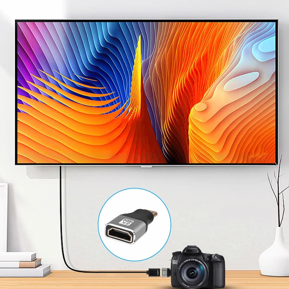 AXFEE Adapter mini męski na HDMI żeński 2 w 1 – 8K przy 60 Hz, złącze HDMI do laptopa, HDTV, PC, monitora, PS, Xbox, DVD