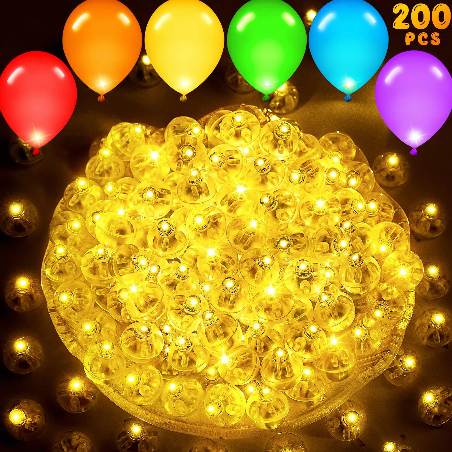 100 diod LED do balonów ciepła biel + 100 balonów