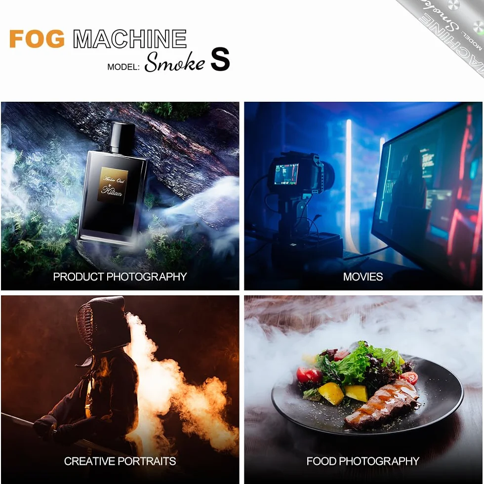 LENSGO Smoke S ręczna maszyna do mgły, przenośna maszyna do dymu z pilotem zdalnego sterowania zamgławiaczem do fotografii, imprez plenerowych, imprez, efektów scenicznych, Halloween, dezynfekcji lub