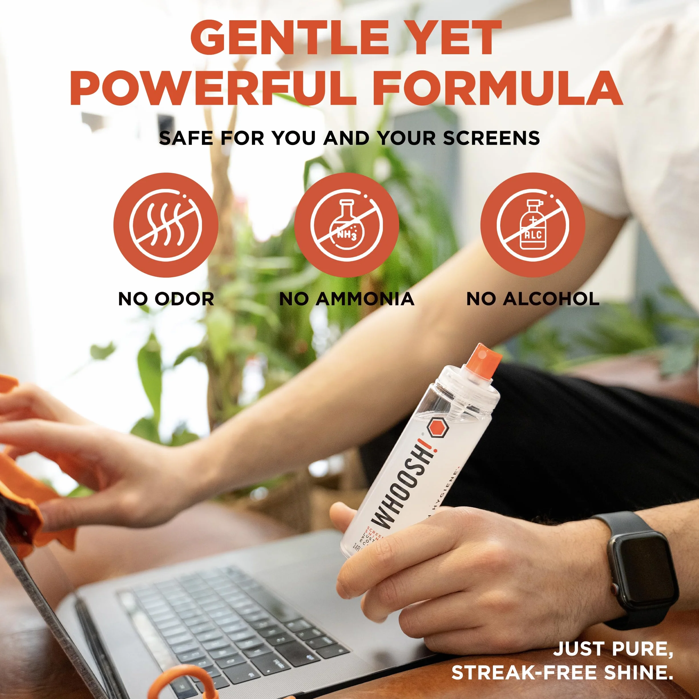 WHOOSH! Zestaw do czyszczenia ekranu – najlepszy do smartfonów, iPadów, okularów, czytników elektronicznych, LED, LCD i telewizorów – zawiera 100 ml + 30 ml butelki + 2 ściereczki premium