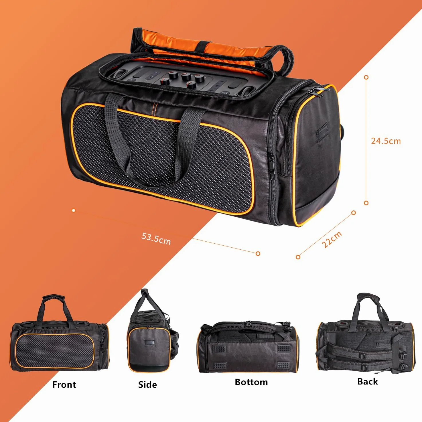 Futerał Etui Torba Transportowa Wytrzymały Pokrowiec Plecak na Ramię do JBL PartyBox On-The-Go/On-The-Go Essential Głośnik Bluetooth,Czarny