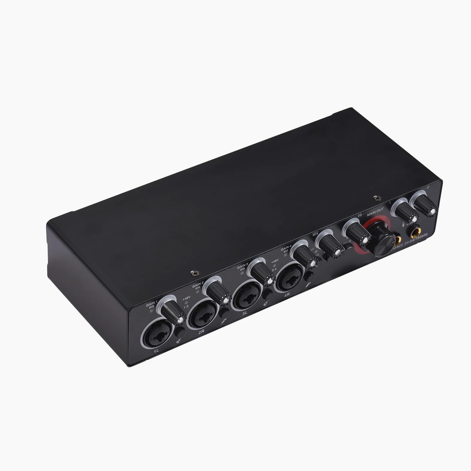 HUIOP 4-kanałowa karta dźwiękowa do nagrywania z interfejsem audio bez sterownika, 4-wejściowa karta dźwiękowa USB i 4 wyjścia 24 bity/192 kHz zasilanie fantomowe 48 V dla