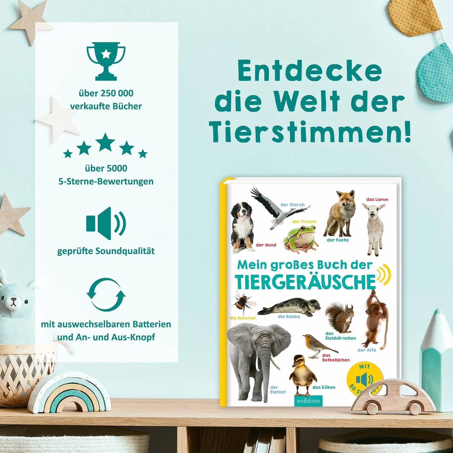 Mein großes Buch der Tiergeräusche: Mit 50 Sounds