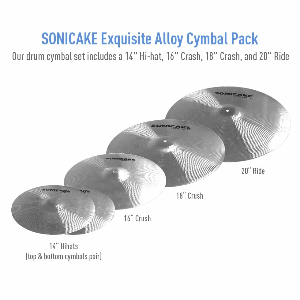 SONICAKE Zestaw talerzy wykwintny zestaw talerzy ze stopu 35 cm / 40 cm / 45 cm / 50 cm talerz perkusyjny 5 szt. do ćwiczeń i występów