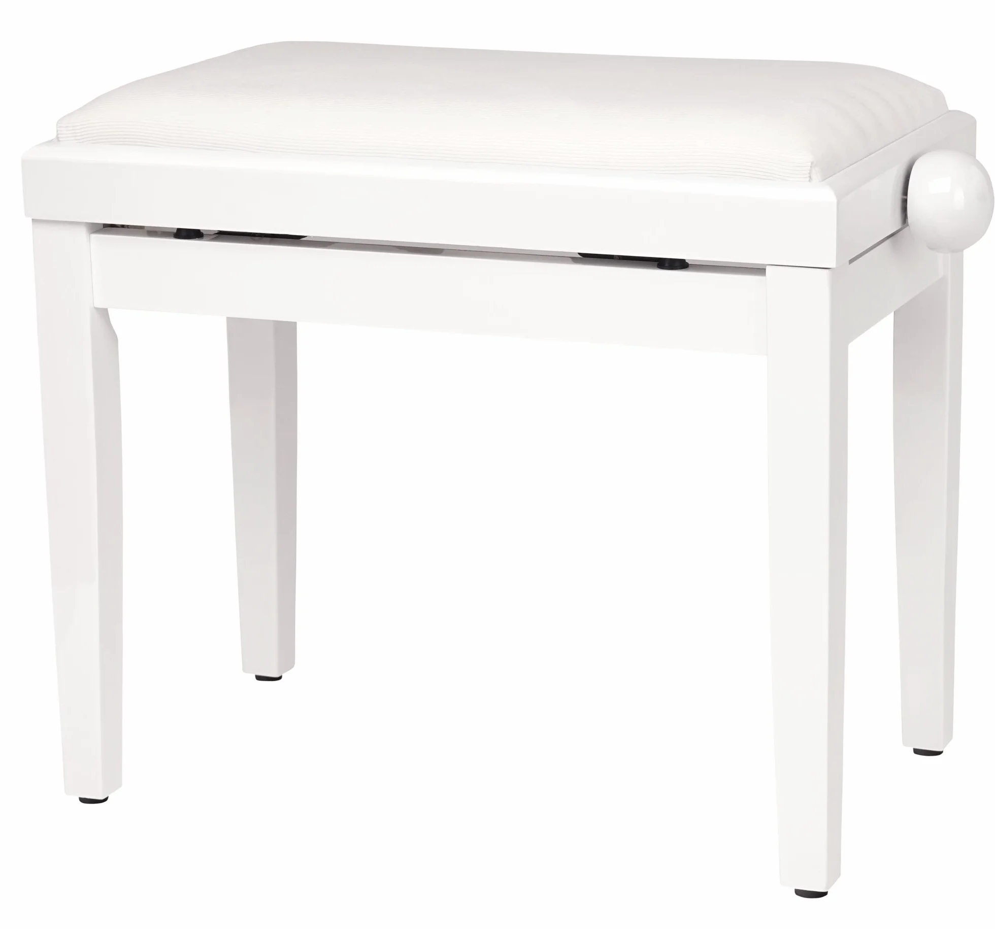 Classic Cantabile Ławka do pianina biała, wysoki połysk (regulacja wysokości 47-56 cm, mechanizm wrzecionowy, powierzchnia siedziska 55 x 32 cm, biała poszewka welurowa, stabilna)