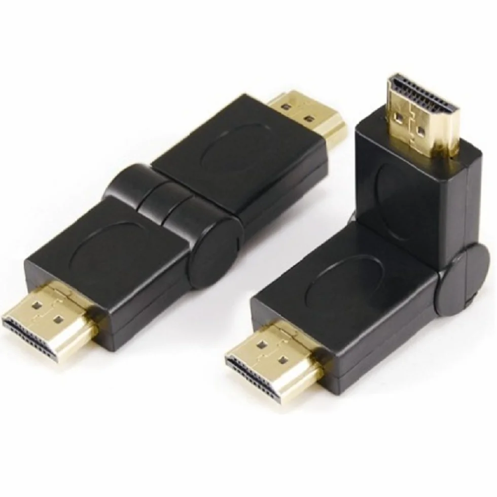 Adapter HDMI męski do HDMI męski, składany, obracany o 90 stopni, kątowy