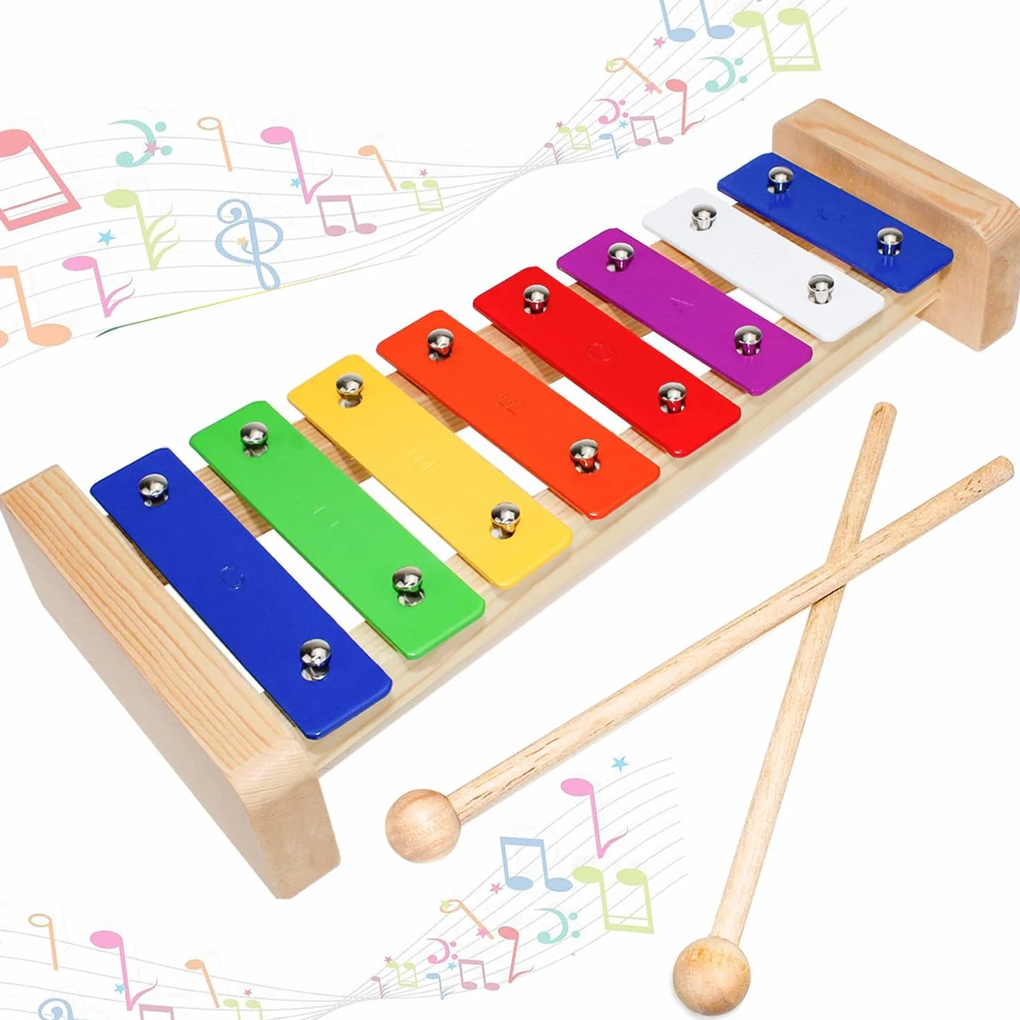 Ksylofon Drewniany dla Dzieci i Dorosłych z 2 Pałeczkami, Instrument Muzyczny
