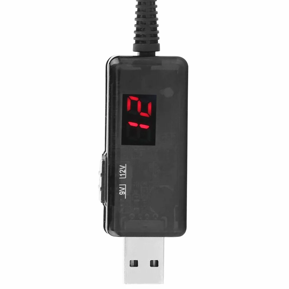 Estink USB Konwerter Napięcia Boost, DC Step-up 9V/12V z Wyświetlaczem do Routera