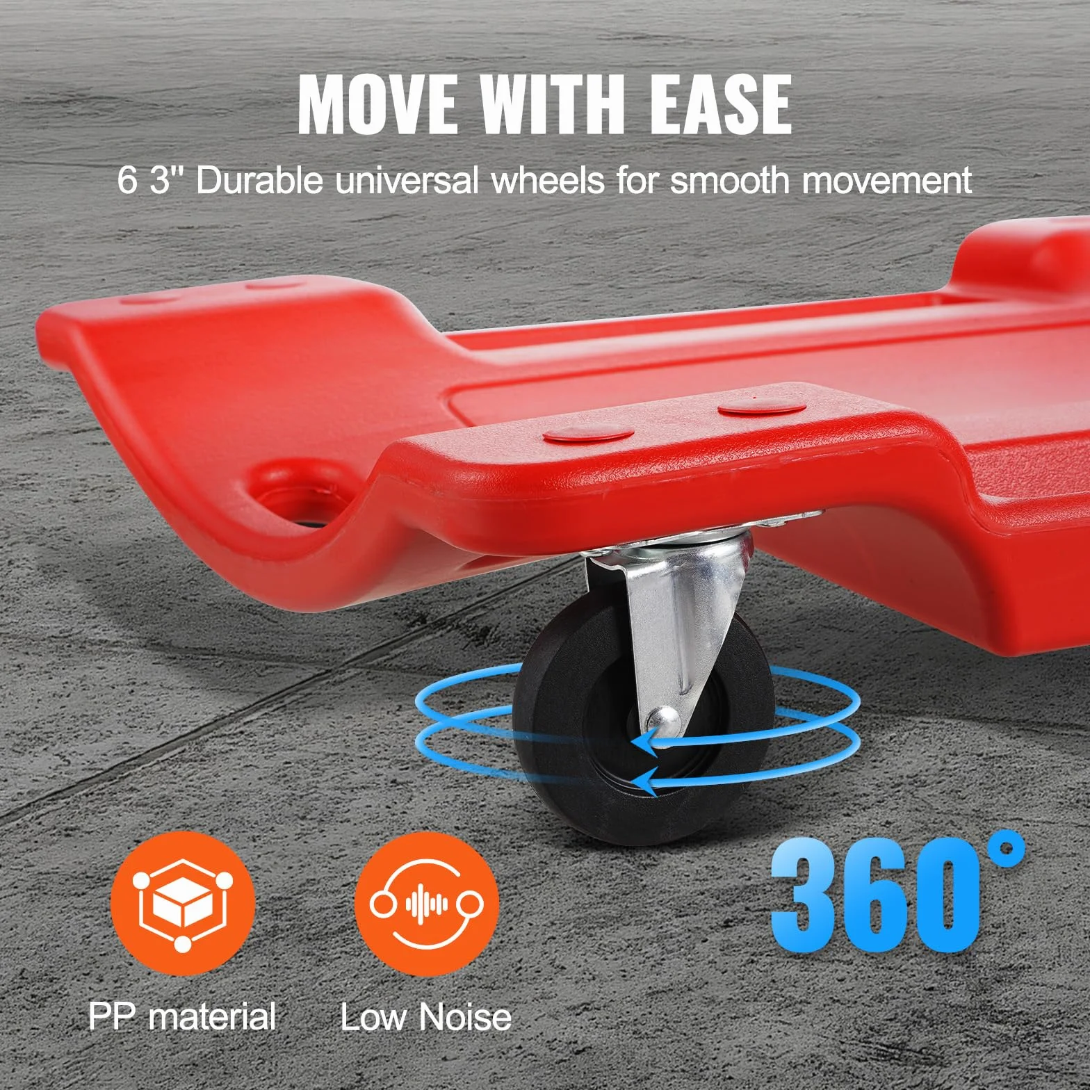 VEVOR Stół obrotowy dla mechanika z tworzywa sztucznego 914 mm nośność 158,8 kg, HDPE warsztat samochodowy ergonomiczna konstrukcja, wyściełany zagłówek dwie tacki narzędziowe