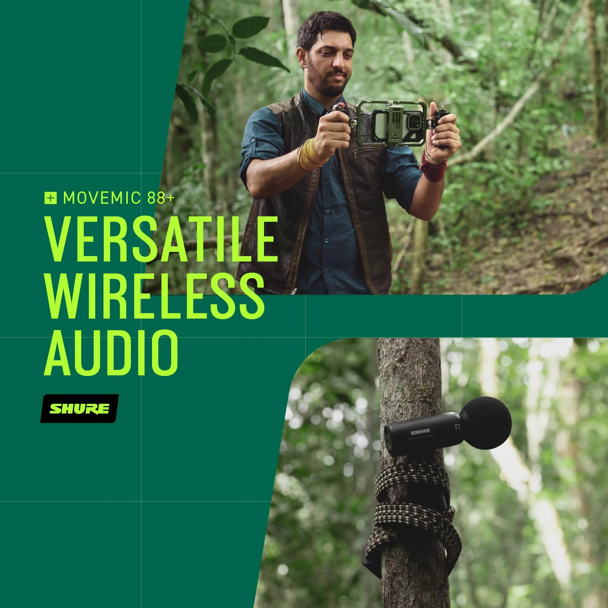 Shure Zestaw Bezprzewodowy mikrofon MoveMic 88+ - pro rejestrator dźwięku do nagrywania filmów/wywiadów w terenie | kompatybilny z iOS/Android za pośrednictwem aplikacji MOTIV (MV88+W-KIT-Z6)