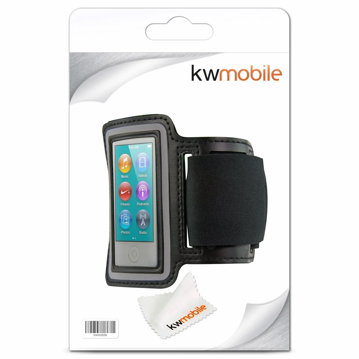kwmobile opaska kompatybilna z Apple iPod Nano 7 - sportowa opaska do biegania na rowerze piesze wycieczki - regulowany pasek - czarny