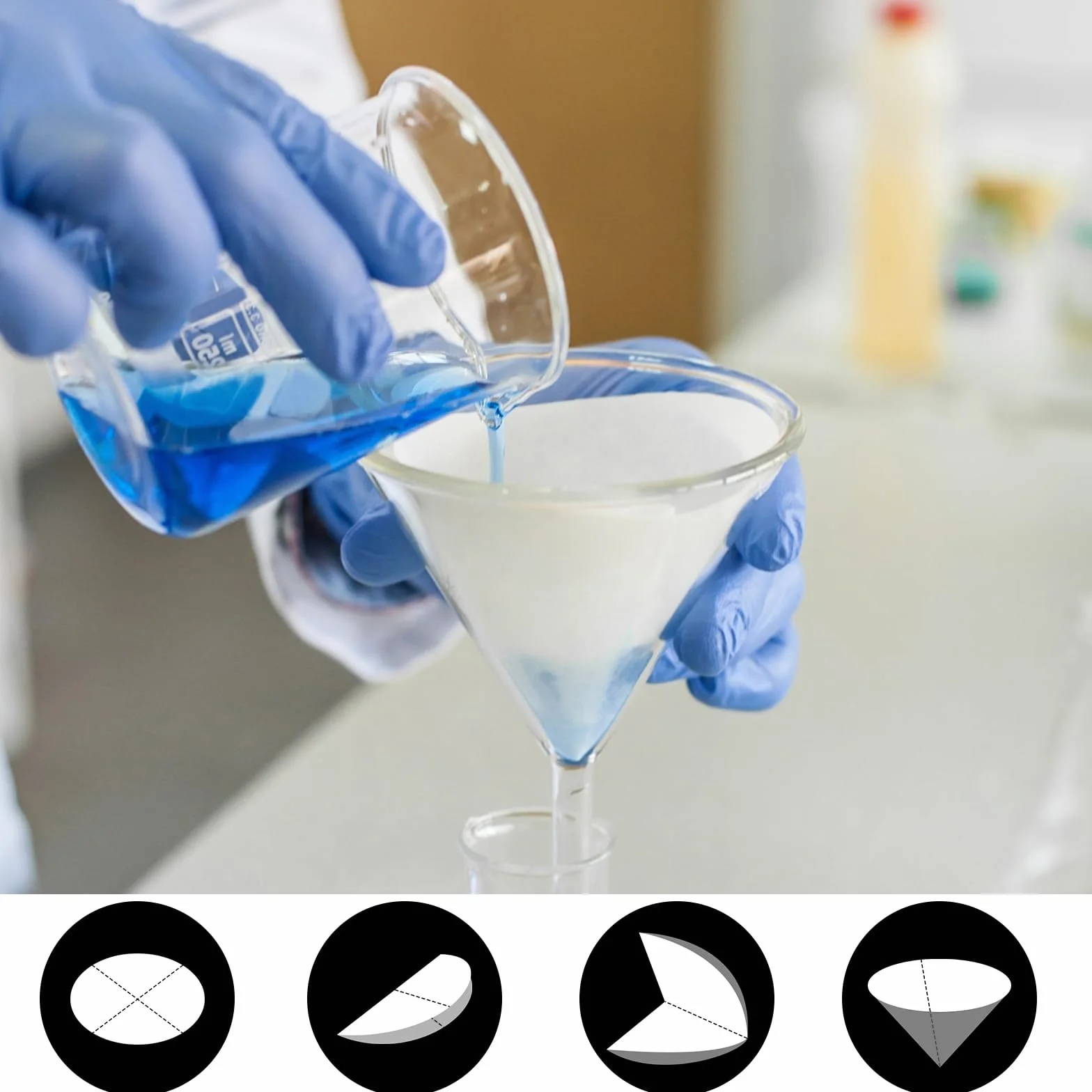 Zestaw 100 okrągłych filtrów papierowych, jakościowy papier filtracyjny, laboratoryjne koła filtracyjne, artykuły laboratoryjne z filtrem okrągłego papieru, do eksperymentu z filtrem, test oleju, 150
