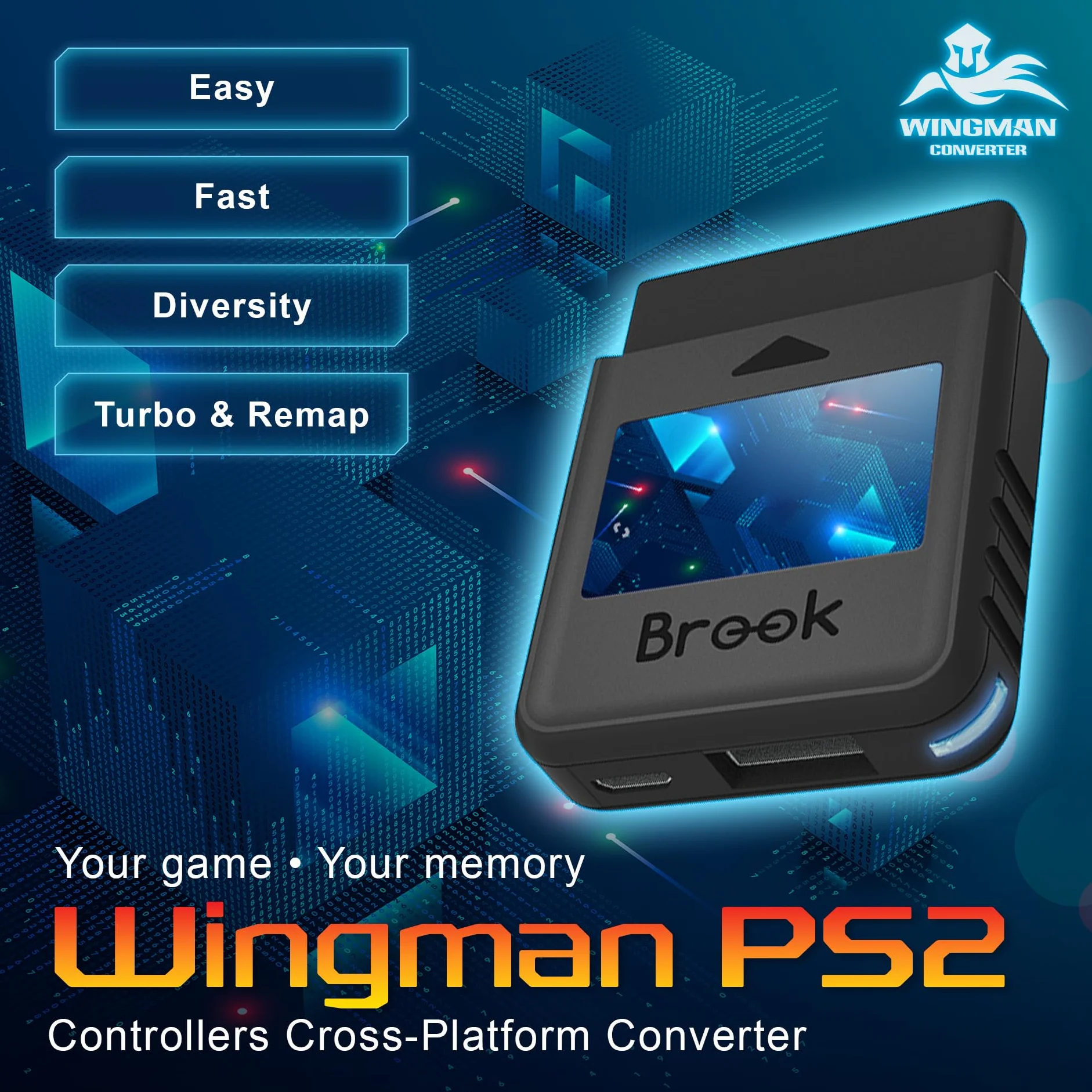 Brook Wingman PS2 Converter – Bezprzewodowy adapter dla PS4/PS3 do PS2/PS1/Classic z brelokiem [Wersja Ekskluzywna]