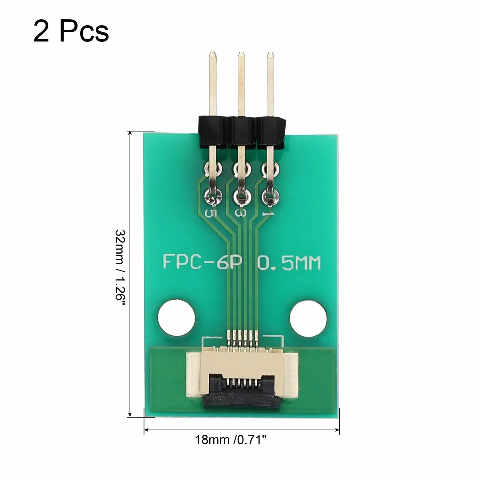 QUARKZMAN 2 szt. FFC FPC 6-pinowa karta złącza 0,5 mm gniazdo 2,54 mm adapter do pasków kątowych z dwoma wierszami, płyta konwertera PCB do telewizorów DVD/aparatów cyfrowych