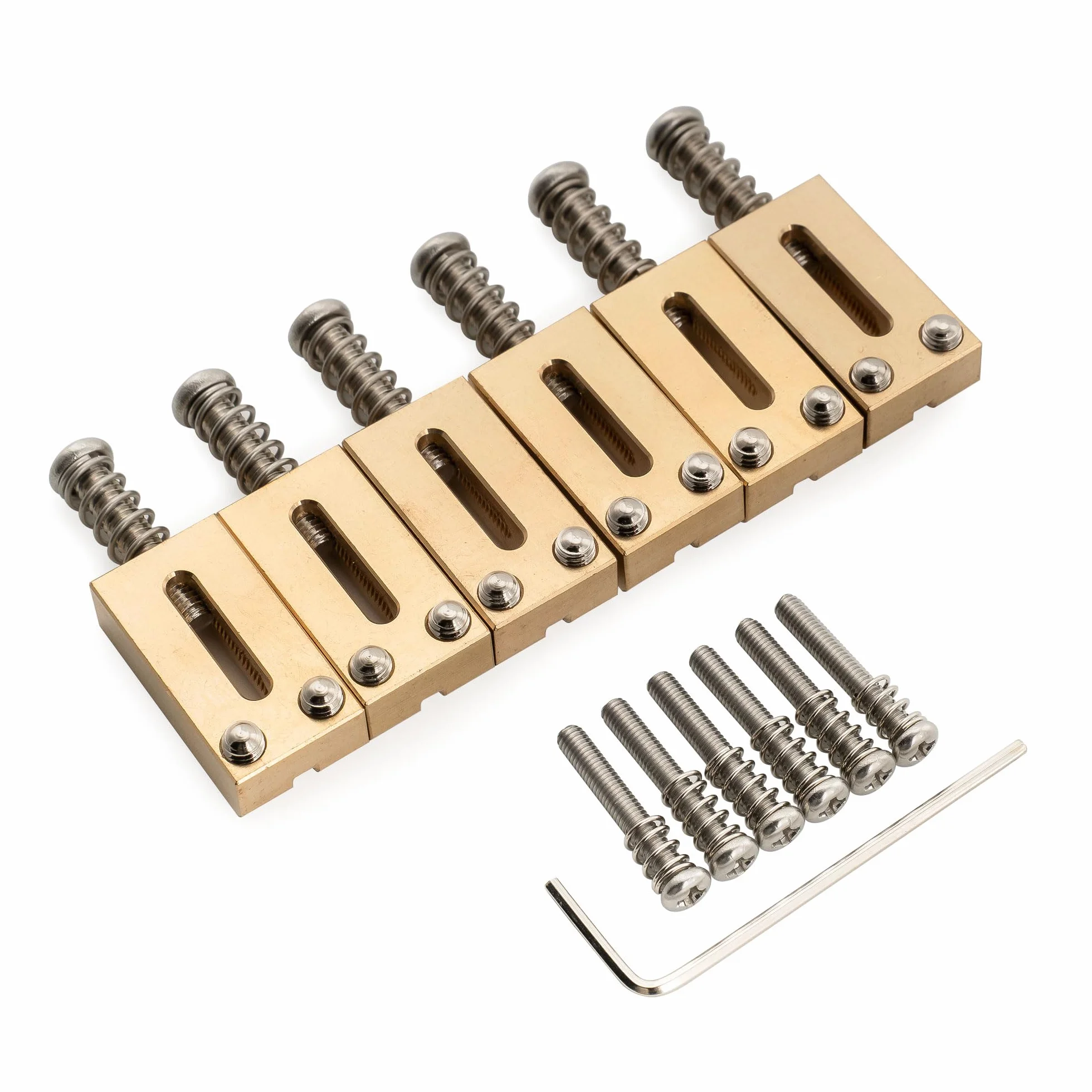 Musiclily Ultra 10,5mm Mosiężne Siodełka Modern Style do Gitary Elektrycznej typu Strat/Tele, Oryginalny Kolor(6 szt.)
