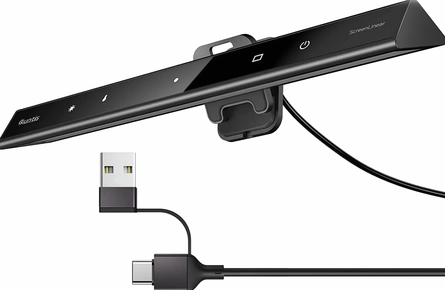 Quntis Lampa LED do monitora laptopa, USB z dotykowym sterowaniem, antyrefleksyjne światło, antypromieniujące, biurkowa lampka z automatycznym ściemnianiem do notebooka