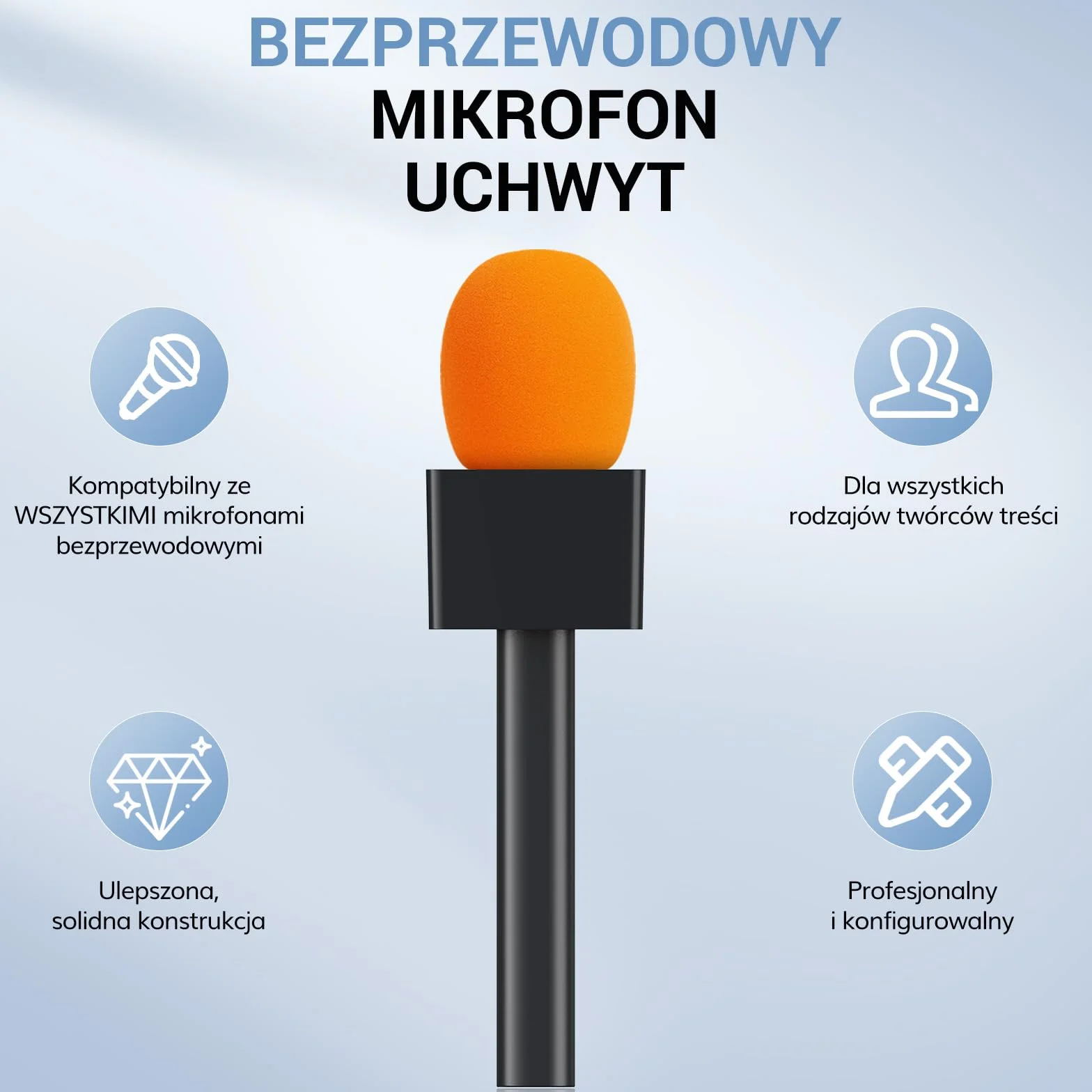 TONOR 2-Opakowanie Uchwyt Mikrofonu DJI RODE, Ręczny Statyw Mikrofonowy GO, Statyw Mikrofonowy do Wywiadów do Wszystkich Mikrofonów Lavalier, Bezprzewodowy Adapter do Vlogów/Wywiadów/Podcastów, TP20