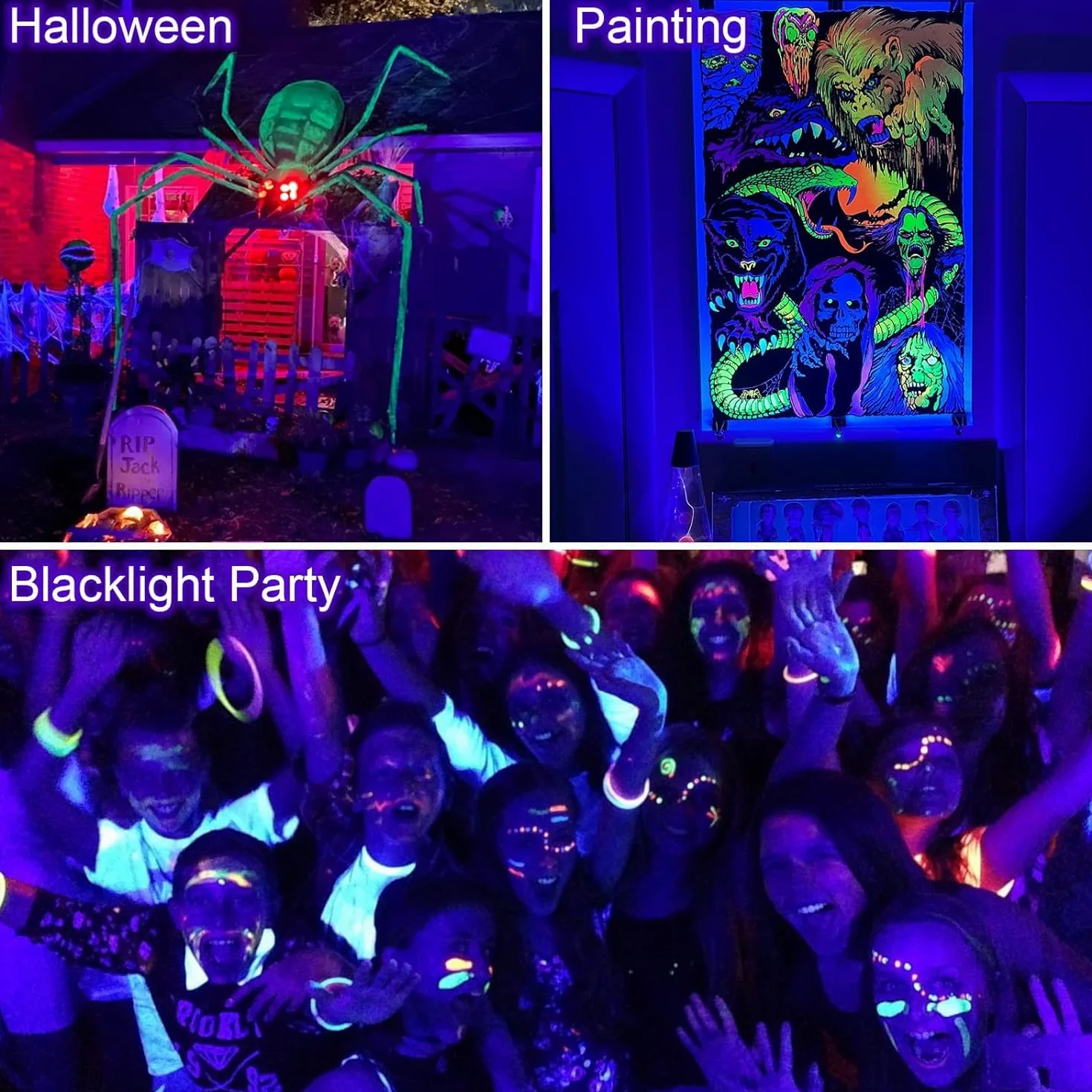2-Pack Lampy UV LED Black Light 45 W, 395 nm, Listwa Światła UV do Imprez Fluorescencyjnych, Body Paint, Halloween, Plakaty Neonowe, IP66 Wodoodporna