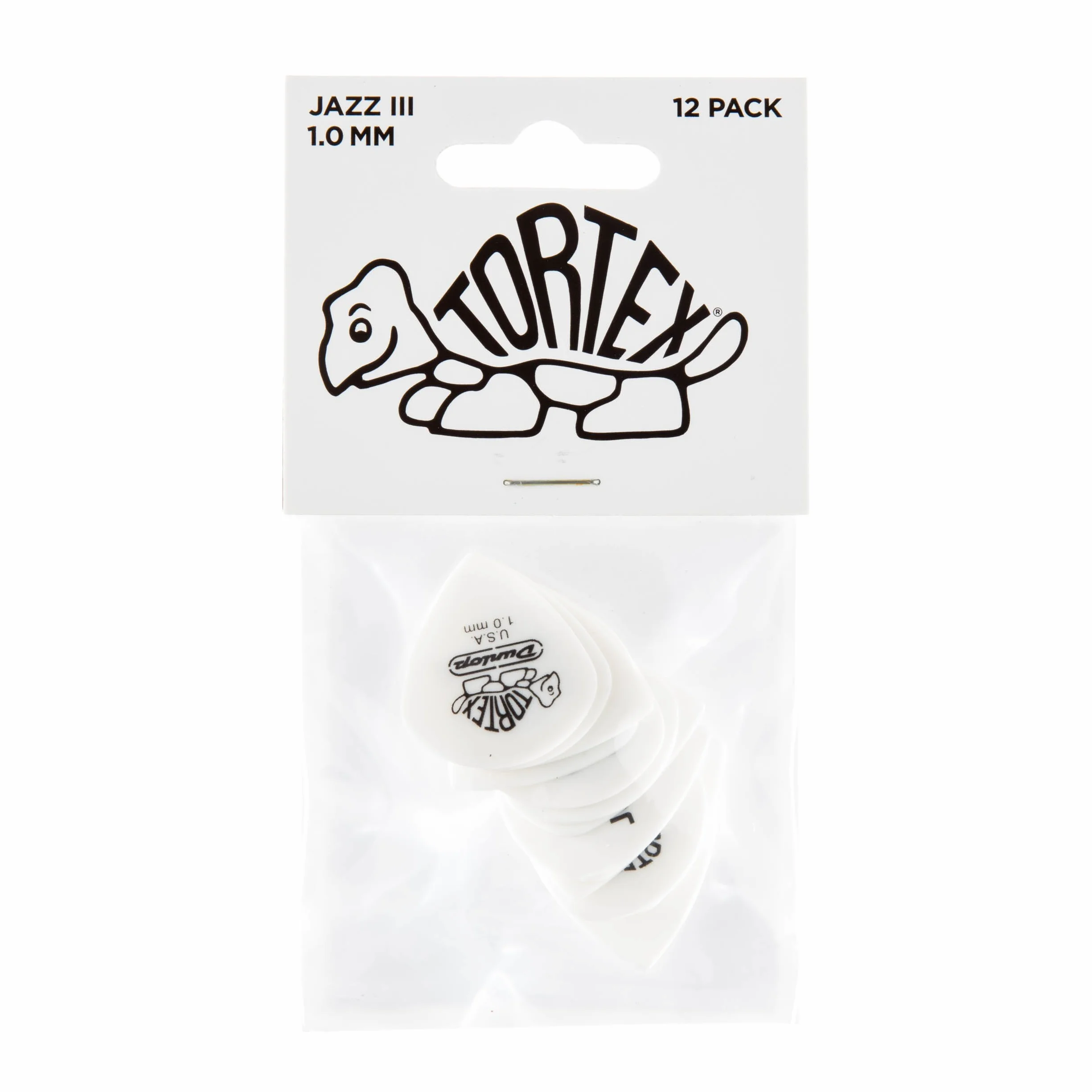 Jim Dunlop 478P 1 mm Tortex Jazz III kostka gitarowa - biała (12 sztuk)